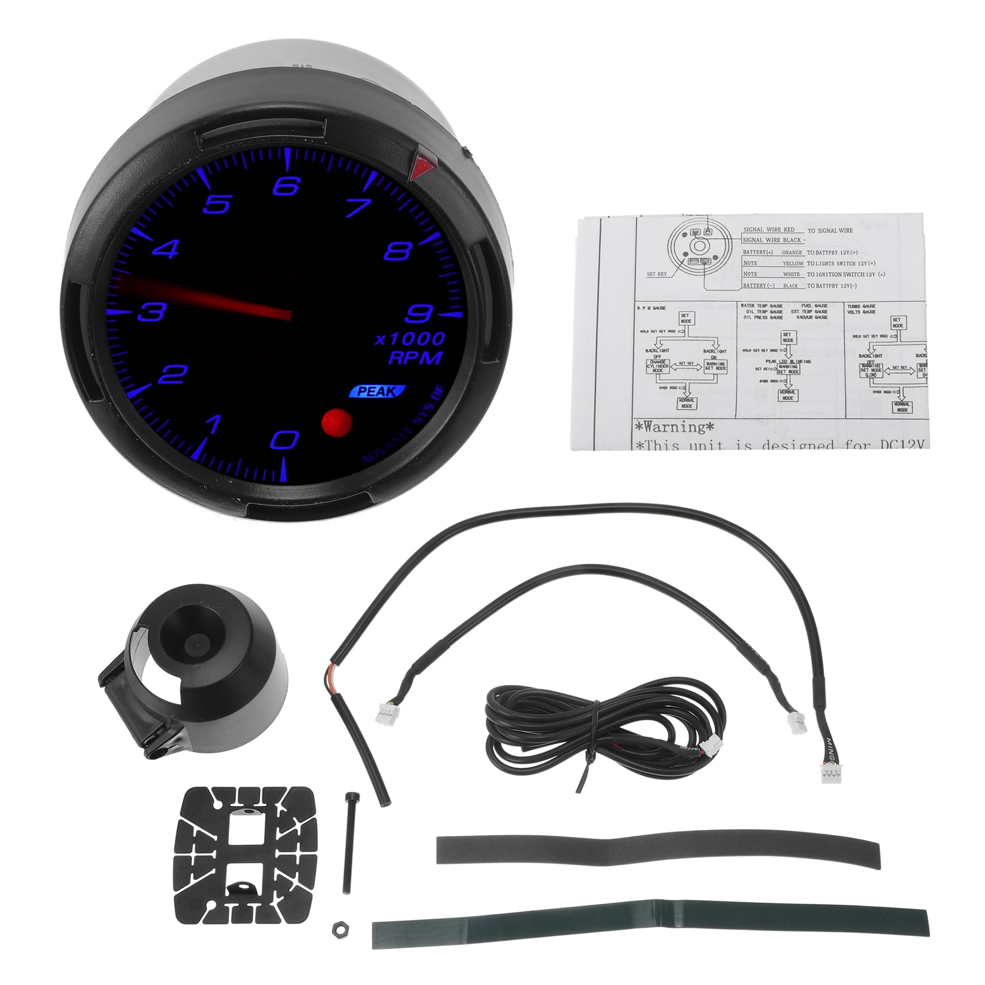 Tachimetro 60mm 1 Pezzo Universale Per Auto 12V 0-10000RPM