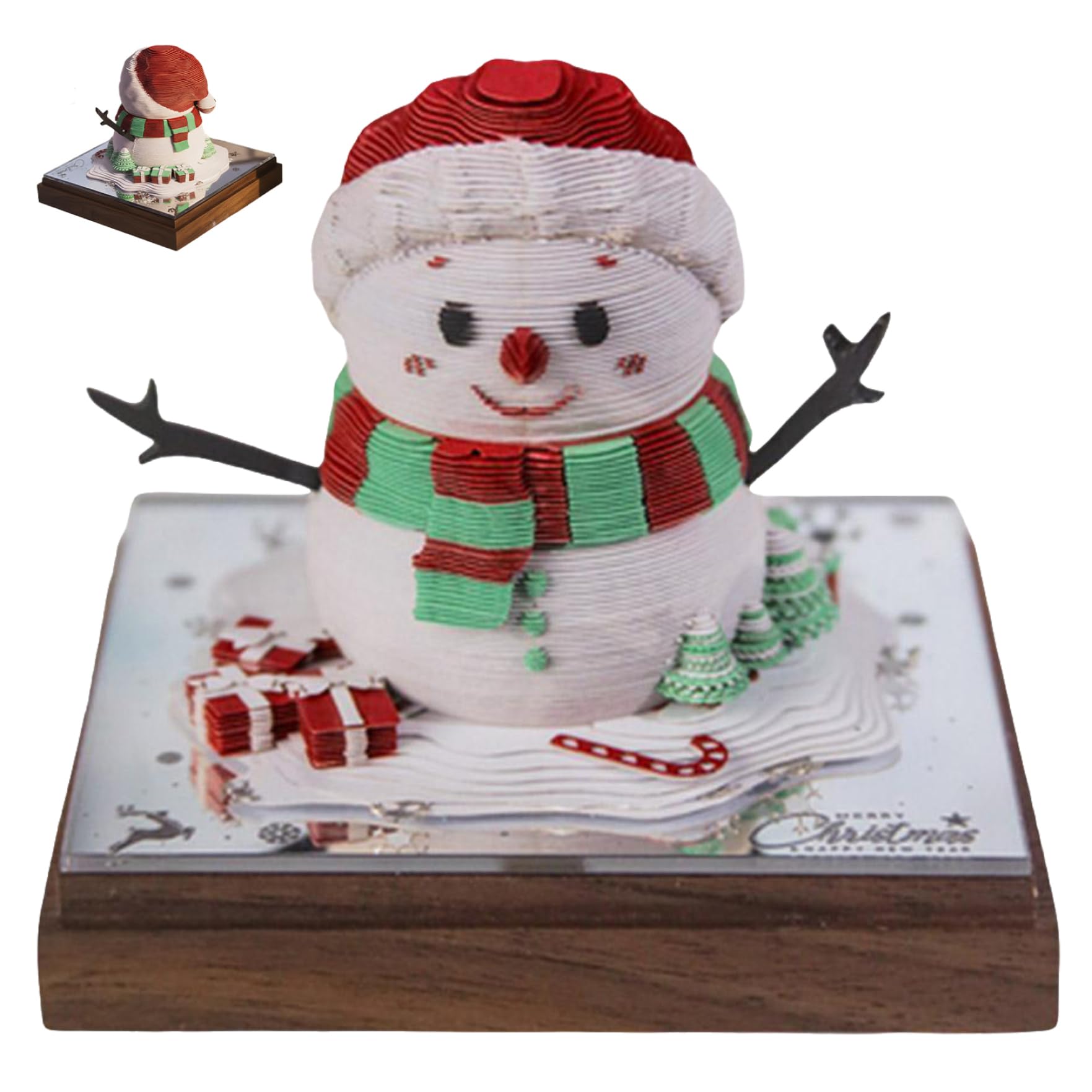 Calendario 3D 2026 Pupazzo di neve di Natale Calendario da tavolo con blocco note a strappo per ufficio e casa