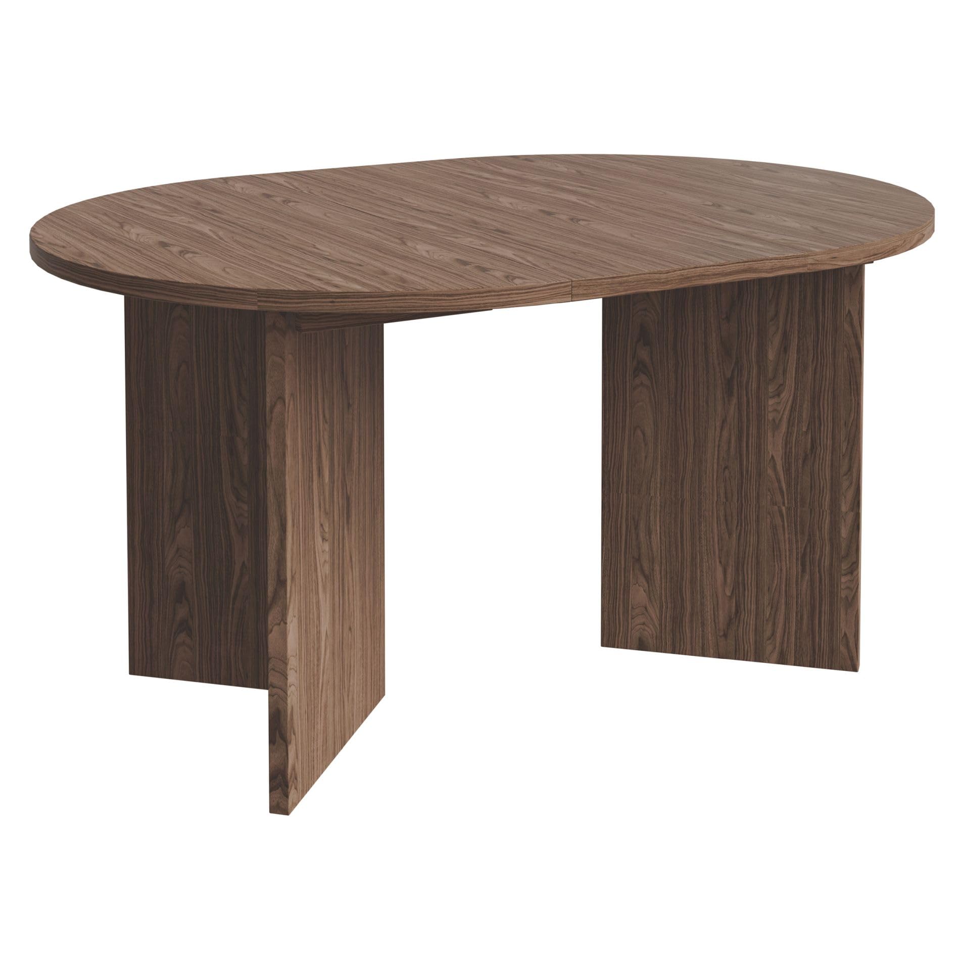 Selsey Ovaler Esstisch Ausziehbar – Runder Esstisch in Wisconsin Walnuss, 110–190x110 cm, Laminierte Platte, ABS-Kanten, 2 Verlängerungen, Kugelführung, Selbstmontage
