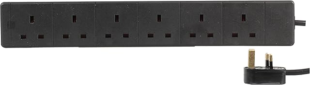 Pro Elec - Extension Lead, 6 Socket, 3 Metres (Black)