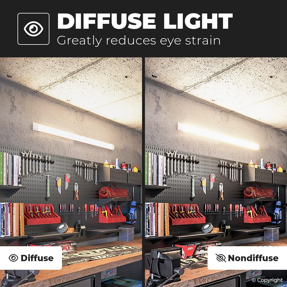 HOFTRONIC - Réglette LED 150 cm 50W Lampe à tube intégré 4000K neutre blanc 6000lm super lumineux 30000h Lampe LED à champ long 1500x74x25mm (LxlxH) Plafonniers éclairage de garage