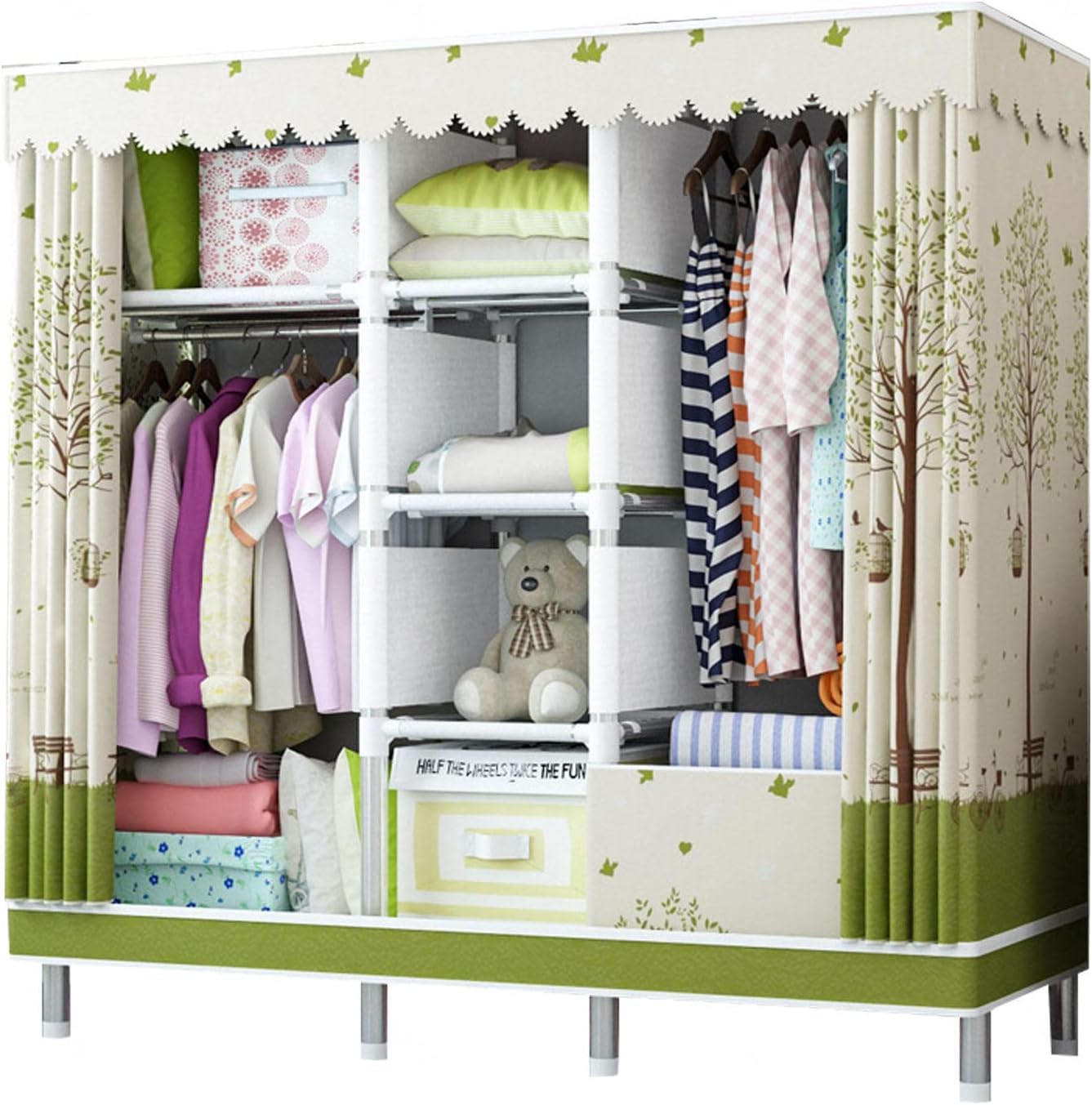 Wardrobe, Portable Wardrobe Shelves with Hanging Rail, Clothes Closet Storage Organizer for Clothes, Bags,B-160x45x172cm