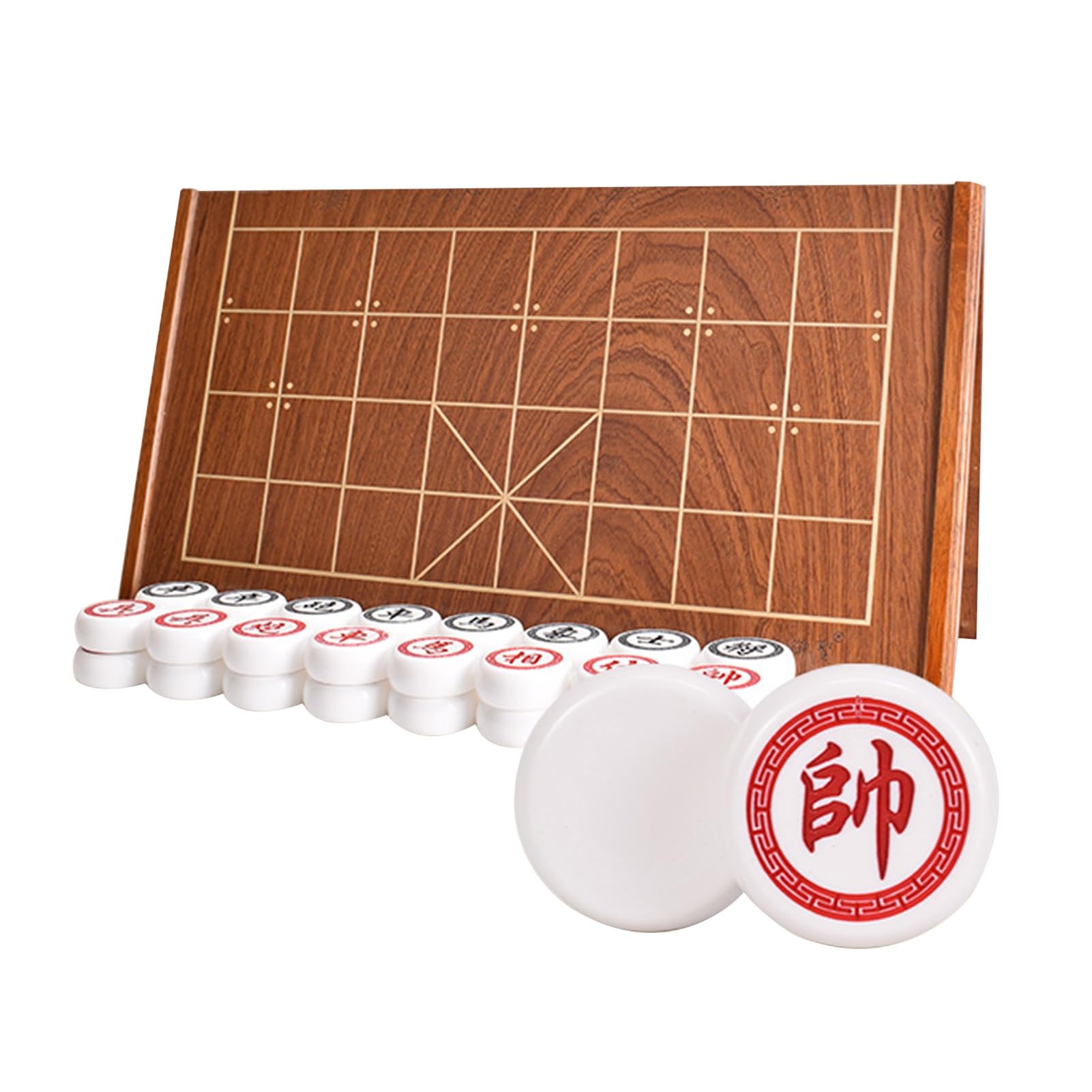 Juego de ajedrez Chino acrílico Xiangqi con Tablero de Madera Plegable, Ideal para Viajes, Juegos de Mesa y Estrategia para 2 Jugadores (Blanco)