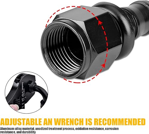 Miniatura 5 de 1 manguera de combustible automotriz, extremo adaptador de conector de tubo de combustible de aleación invertida AN6 de 2.41 pulgadas, conector de