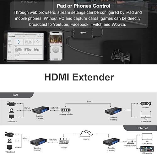 Miniatura 8 de Codificadordecodificador de video HDMI 4K, ZowieBox, NDI  Convertidorreproductor HX3, grabadora de captura de video de paso, SRTRTMP (S)RTSP,