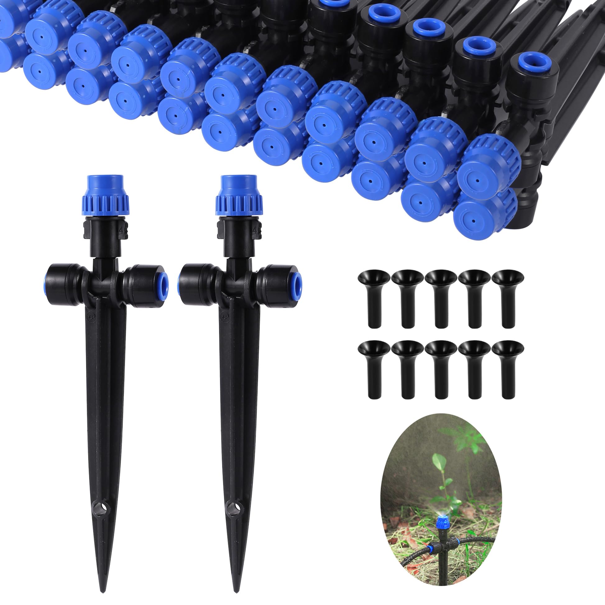 Drip Irrigation Emitters,with Adjustable 360 Degree Water Flow Drippers Atomization Sprayer for 1/4 inch Tubing,Garden Drippers Sprinker for House