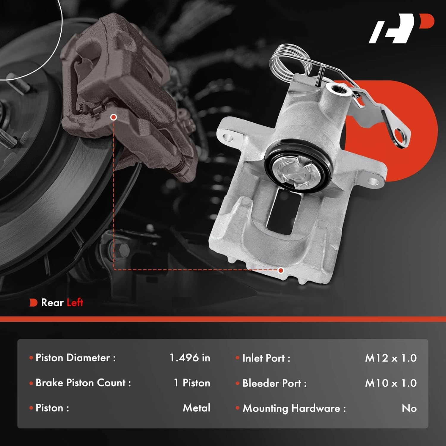 A-Premium Disc Brake Caliper Assembly without Bracket Compatible with Select Volkswagen and Audi Models - A6 1998-2004, A4 1998-2001, Passat 1998-2005, Cable Abutment Upwards Only - Rear Driver Side