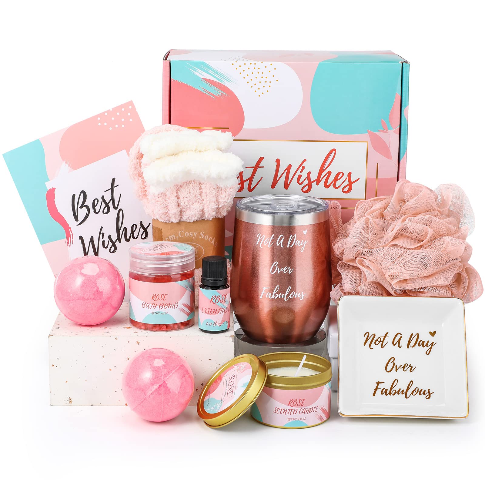 Beauenty 11PC Scented Candles & Bath Bombs Set,Gifts for Women for Birthday Mother's Day Women's Day,Bath Bubble Set Gifts,Relaxing Spa Gift Set for Women (pink rose)