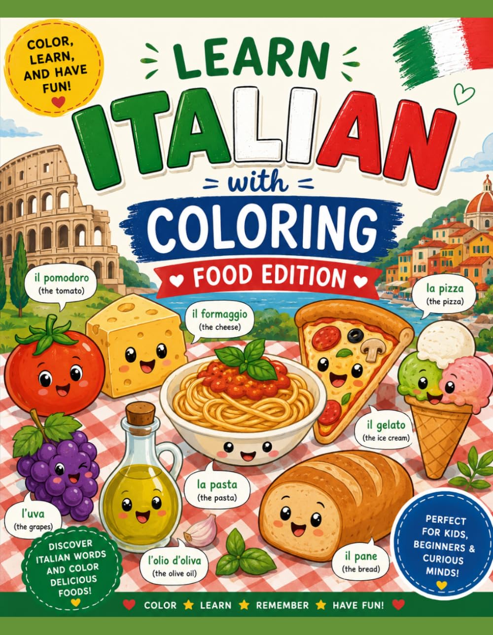Learn Italian with Coloring: Food Edition