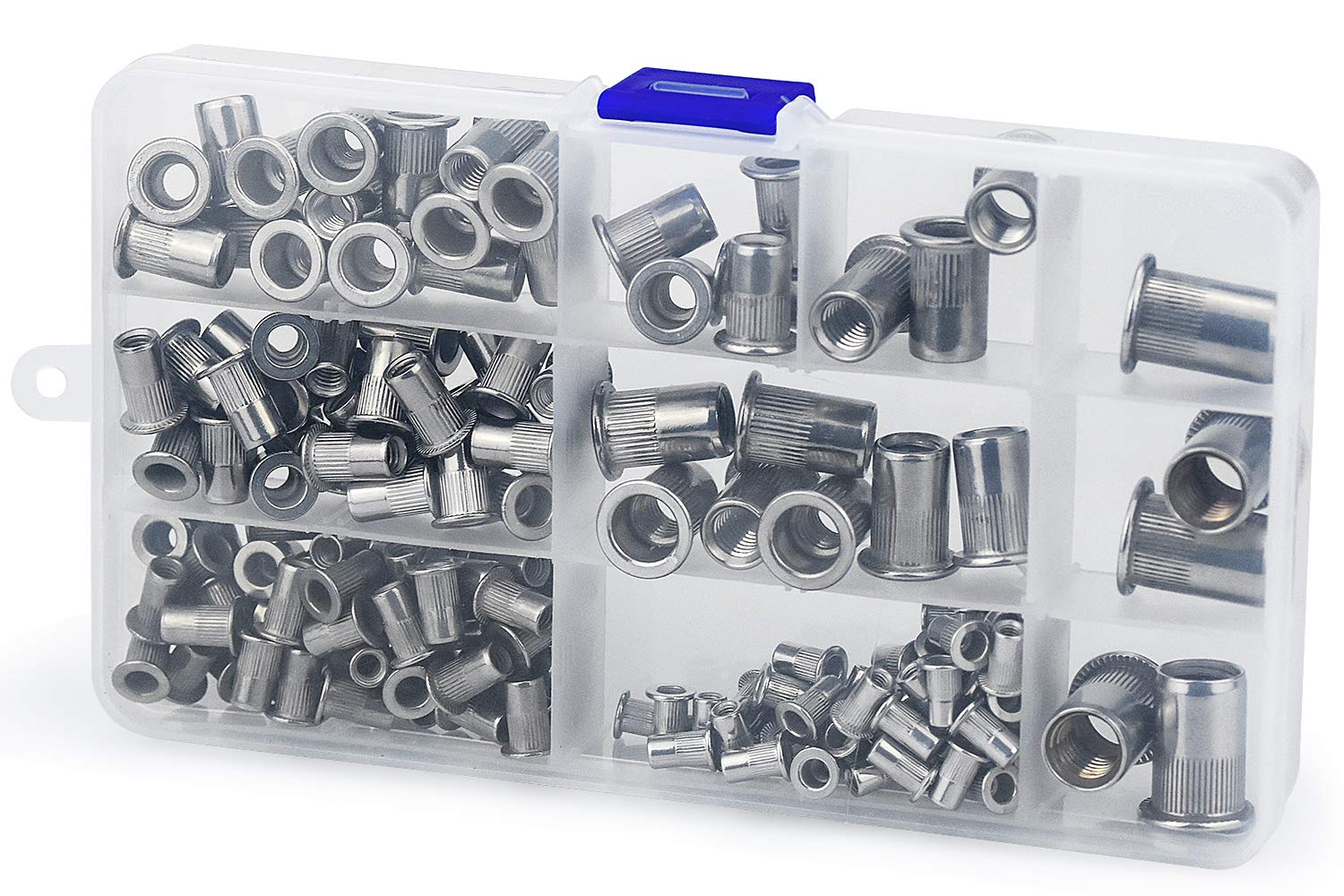 Juego De 165 Tuercas Remachables Ciegas - M3 M4 M5 M6 M8 M10, De Aluminio, Con Caja Organizadora Para Taller Y Bricolaje