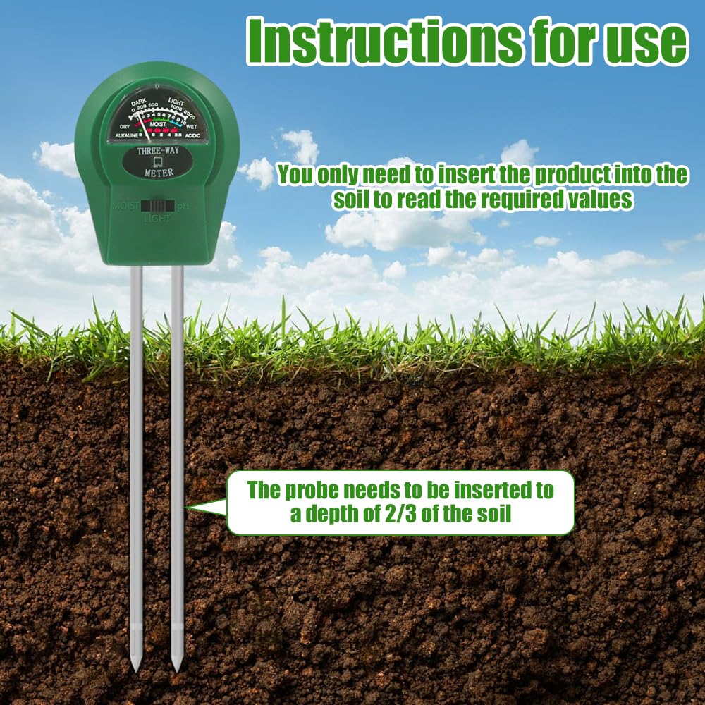 4PCS Testeur Humidité Plante, Humidimètre Sol pour Plantes, Testeur de Sol 3 en 1, Humidimètre pour Plantes, Compteur de Sol avec PH/Température/Lumière, Convient pour Jardinage Pelouse Jardin