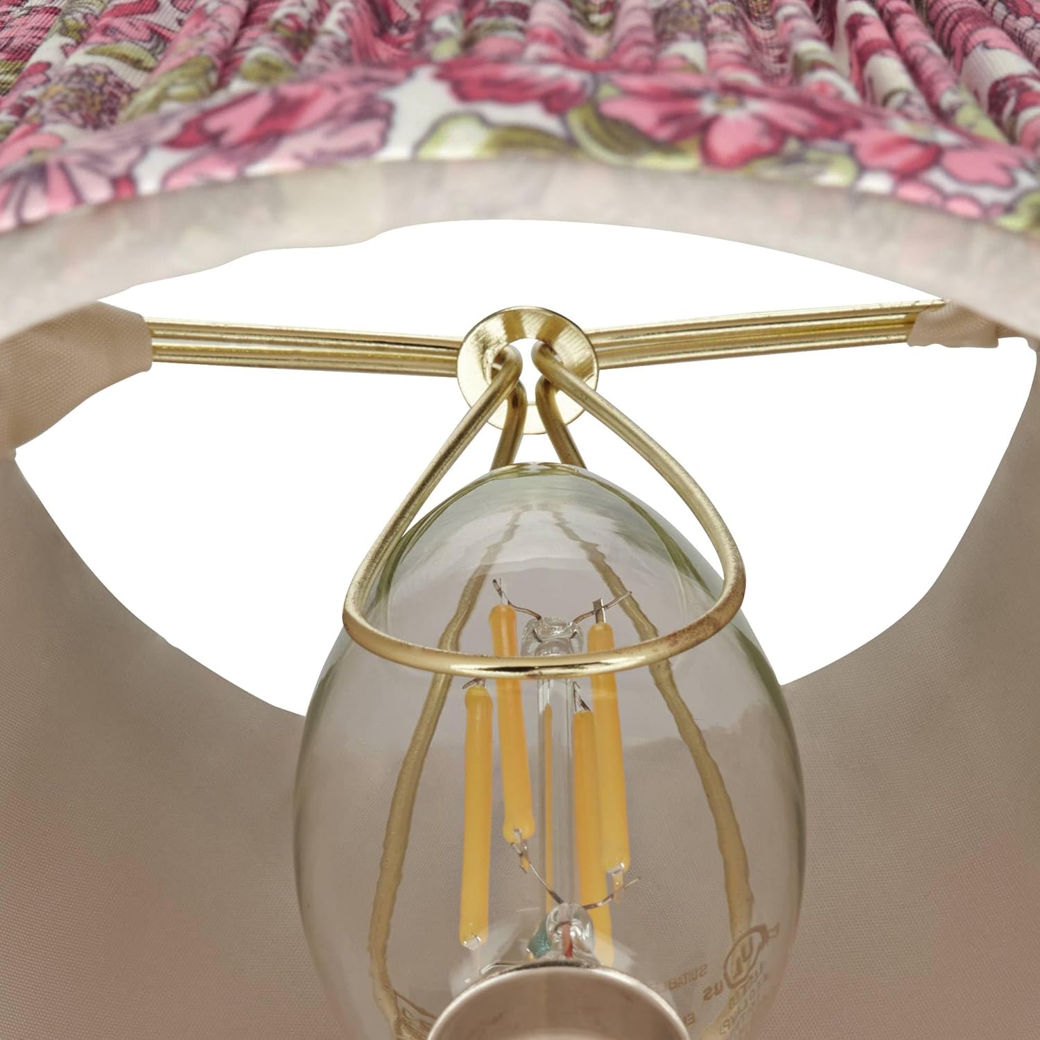 Nelle 3 1/2" Top x 6" Bottom x 5" High x 5" Slant Print Cottage Core Lamp Shade Replacement Set of 4 Small Pink Green Empire Farmhouse Country Fabric Pleated Floral Clip On Candelabra - Springcrest