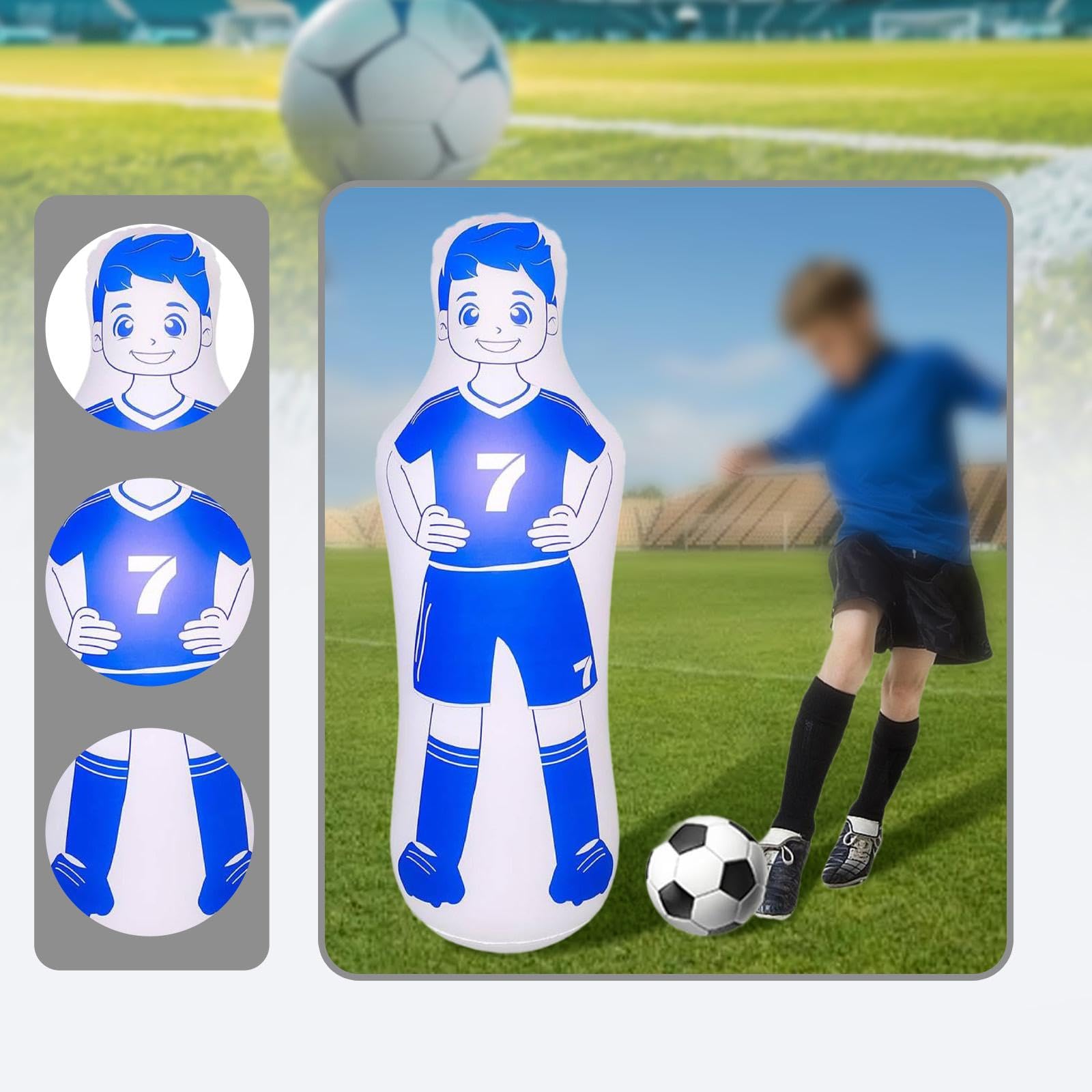 Milageto Mannequin de Football Gonflable, Exercices de Dribble et de Passe, Poteaux D'entraînement Légers, Mur de Coups Francs, Gardien de But