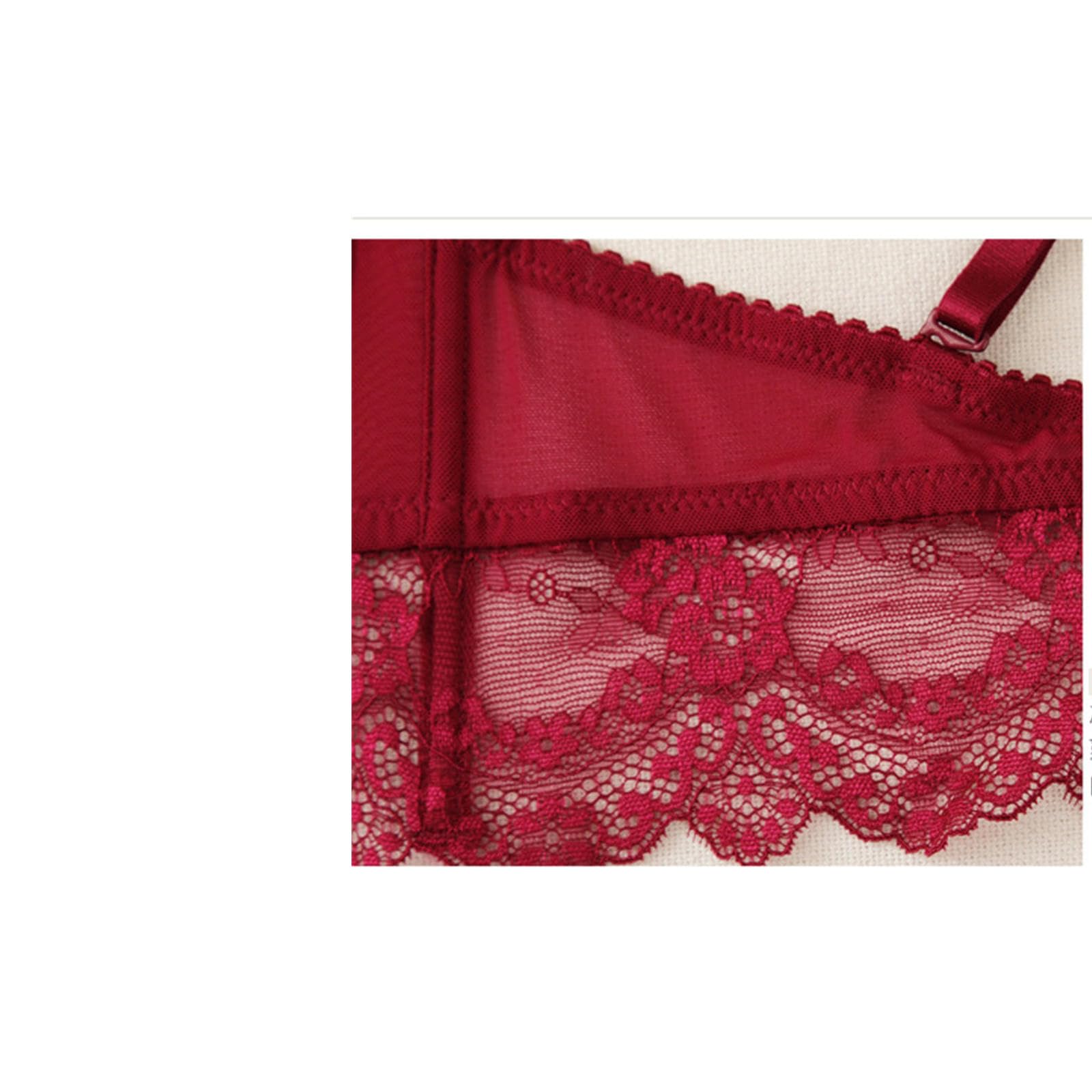 Biancheria Intima Donna in Biancheria Intima Sexy Francese in Pizzo Sottile Petto Piccolo Petto Raccolto Seno Set Reggiseno da Donna-rosso-70b