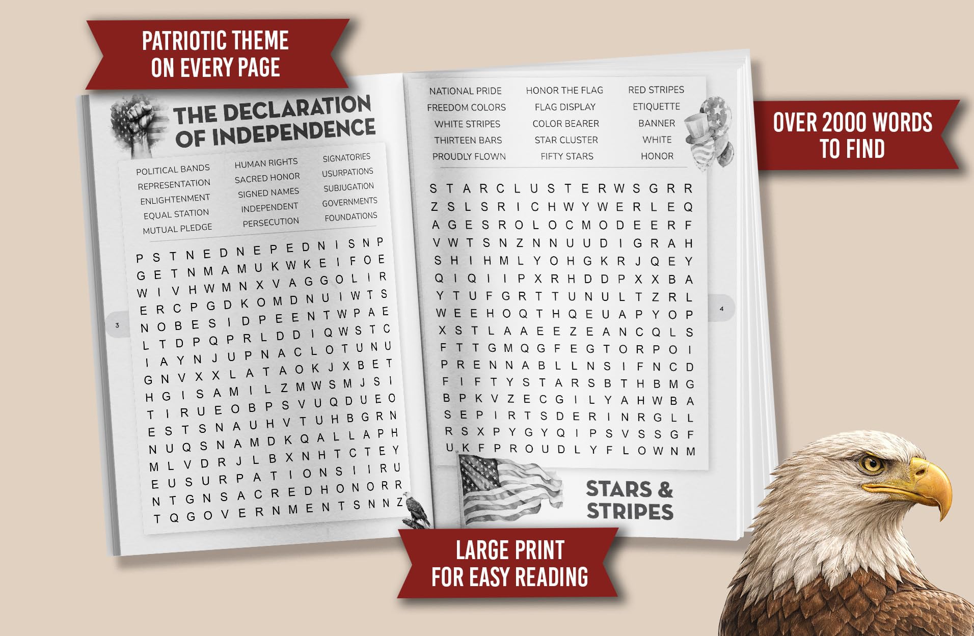 Patriotic 4th of July Word Search for Adults: Large Print Word Puzzles for Relaxation and Independence Day Celebrations