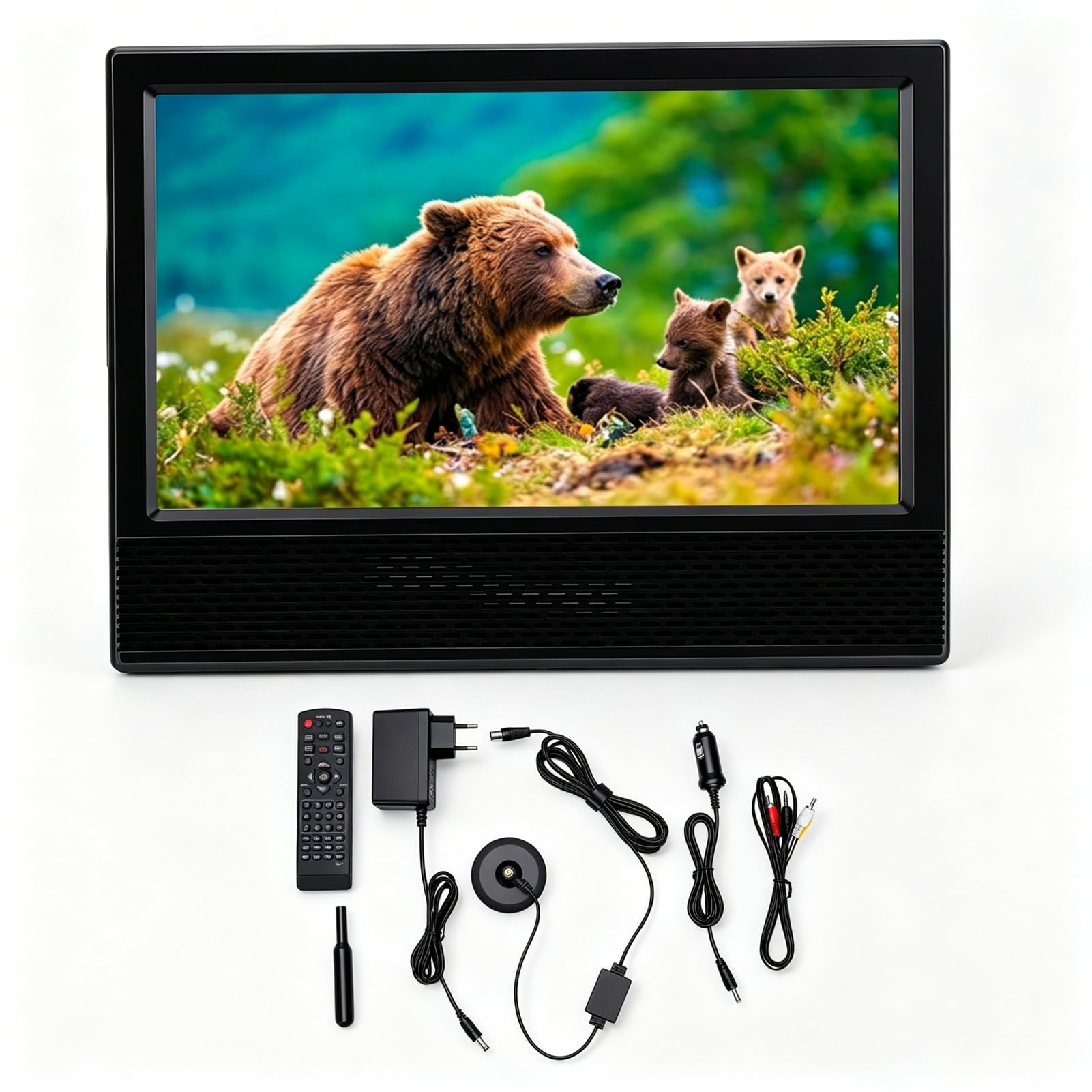 Dpofirs Tragbarer 14-Zoll-Fernseher, TFT-LED-Digitalfernseher für Camping, Wohnmobil, Reisen, Zuhause