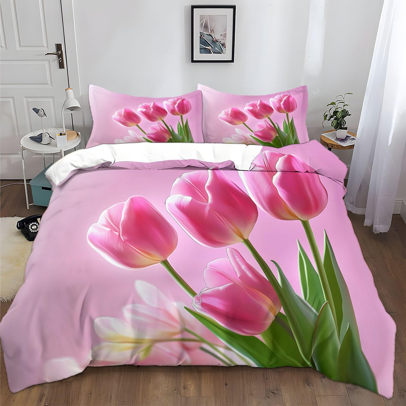 Rośliny i kwiaty zestawy pościeli 200 x 200 cm, sztuka cyfrowa rośliny i kwiaty poszewka na kołdrę miękka i oddychająca poszewka na kołdrę, łatwa pielęgnacja, luksusowa poszewka na kołdrę z poszewką