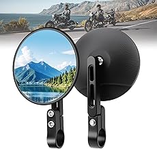 KAOLALI E24 Approved Motorcycle Mirrors, 2 Pieces Round Side Mirrors for Handlebars 22 mm-25.4 mm, 360° Rotatable Motorcycle Mirror, Round End Bar Mirrors for Bike Scooter ATV