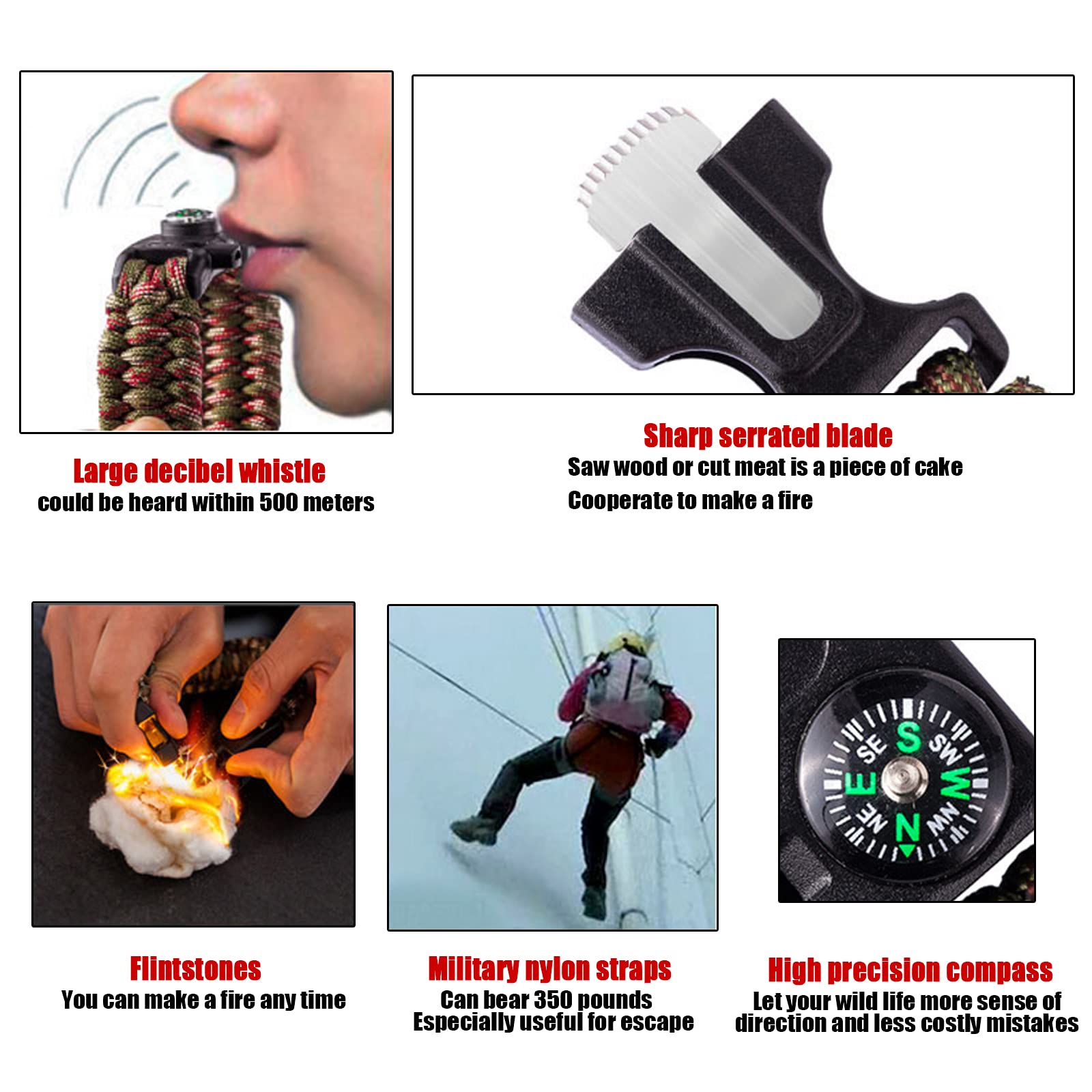 4 pulseras de supervivencia Flint. El Color Verde camuflaje del paraguas se utiliza para la supervivencia y la supervivencia de Los Hombres al AIRE Libre.