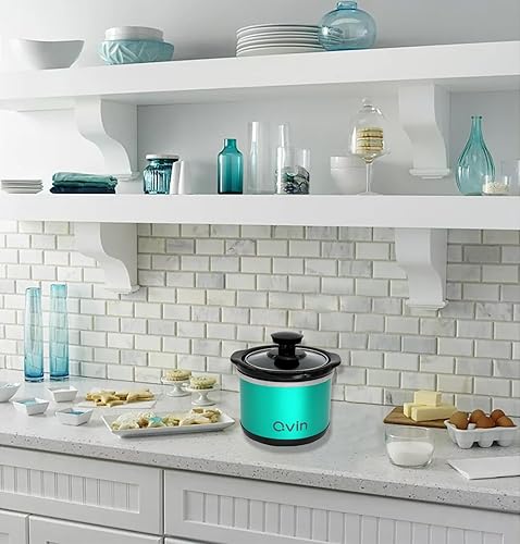 Miniatura 2 de Mini olla de cocción lenta redonda de 0.65 cuartos de galón, calentador de olla de fusión de fondue con cocodrilo de gres apto para lavavajillas,