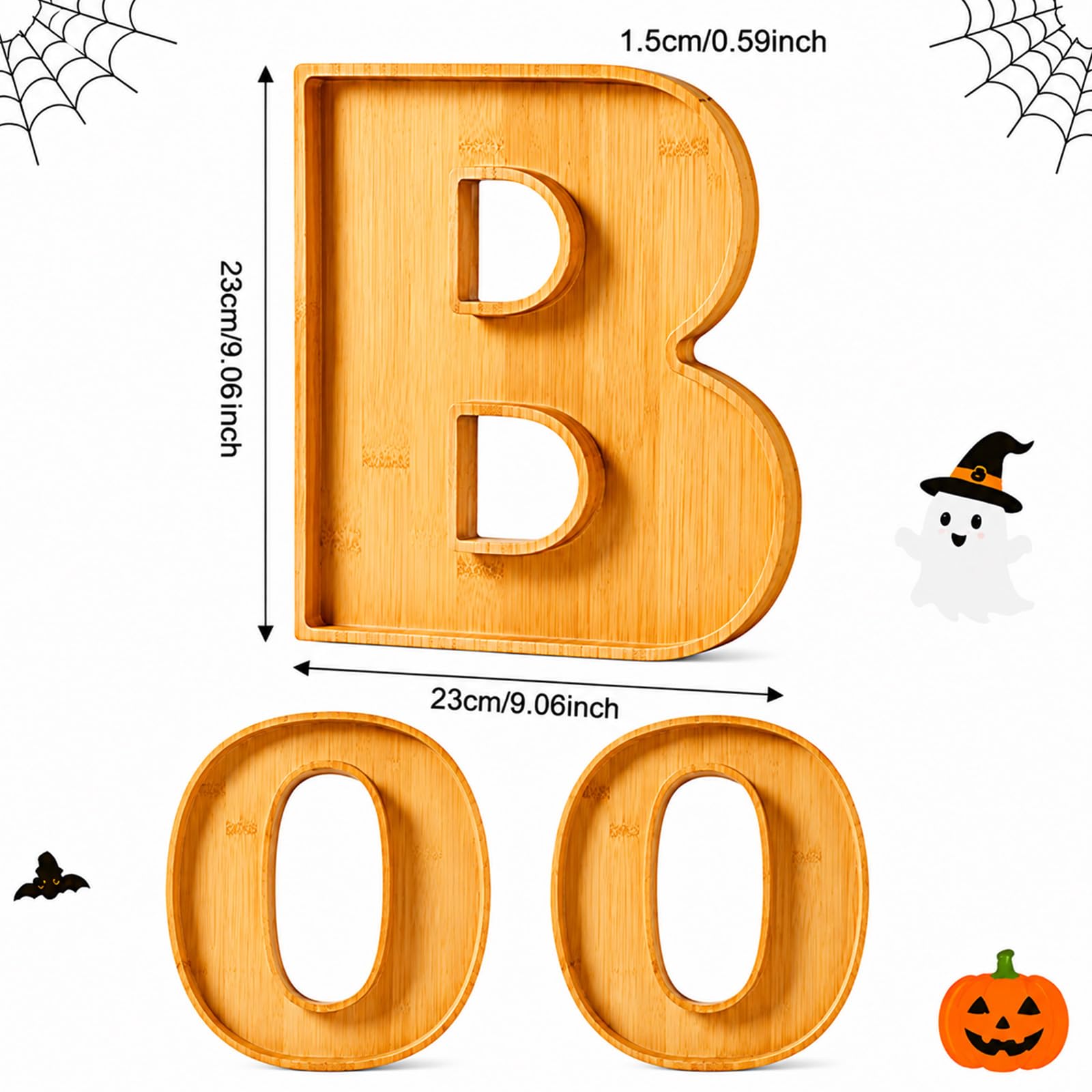 Havawish 28 pezzi Boo Bamboo Salumi Lettere riempibili Decorazioni per feste di Halloween con Happy Halloween Banner Palloncini Luci a LED Luci a spirale appese per spuntini cibo torta tavolo