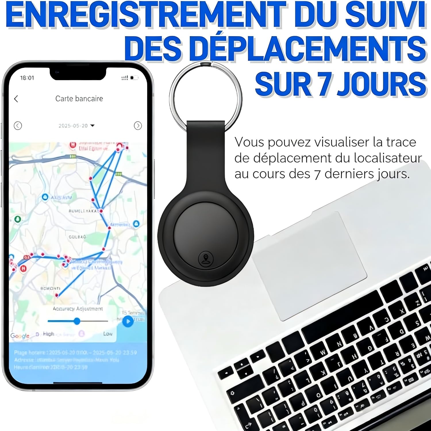 Traceurs GPS - Compatibles iOS et Android, localisateurs intelligents à Fixation magnétique, Application intégrée Gratuite, Dispositif Anti-Perte Mondial, idéal pour Les Animaux de Compagnie