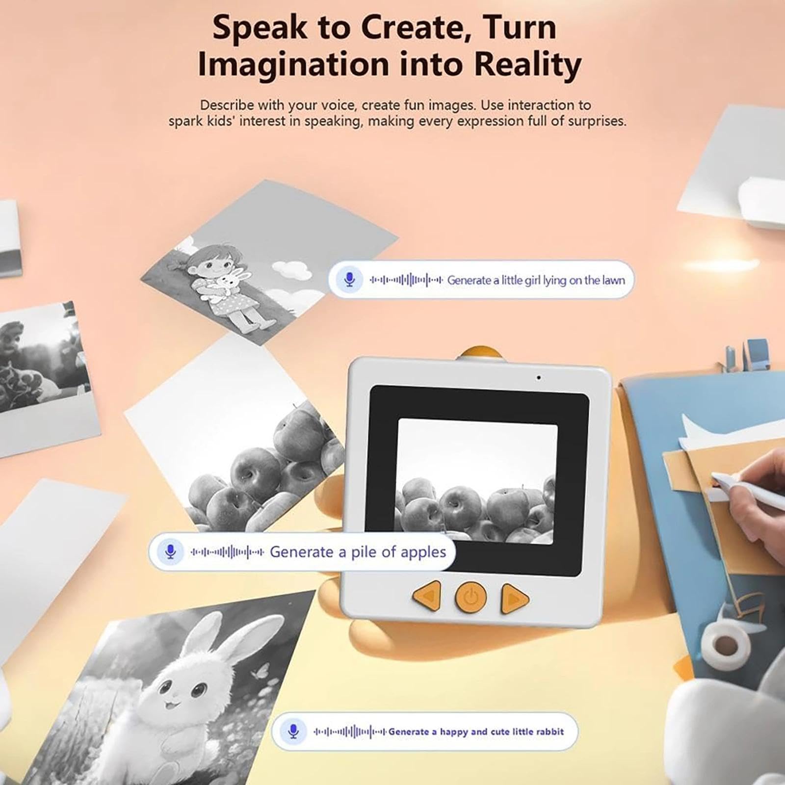 YOZO Sticker Box Printer Ai,ai Sticker Box Printer,smart-ai-voice Stickerbox,with 2.4" Display,Inkless Portable ，mini For Offices And Schools(A)