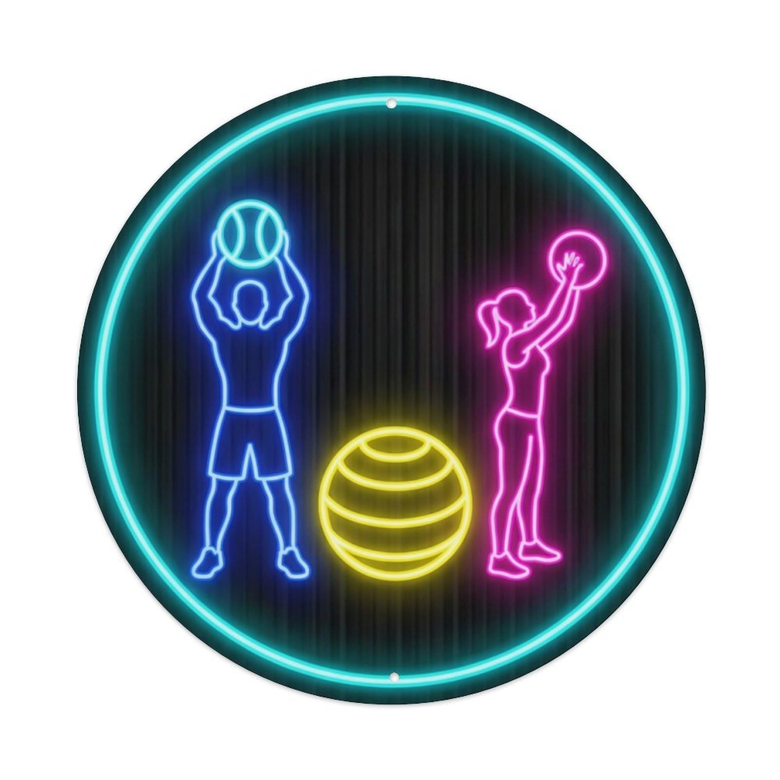 Vintage Faux Neon Gym Retro Bodybuilding Fitness Vitality Metal Tin Sign