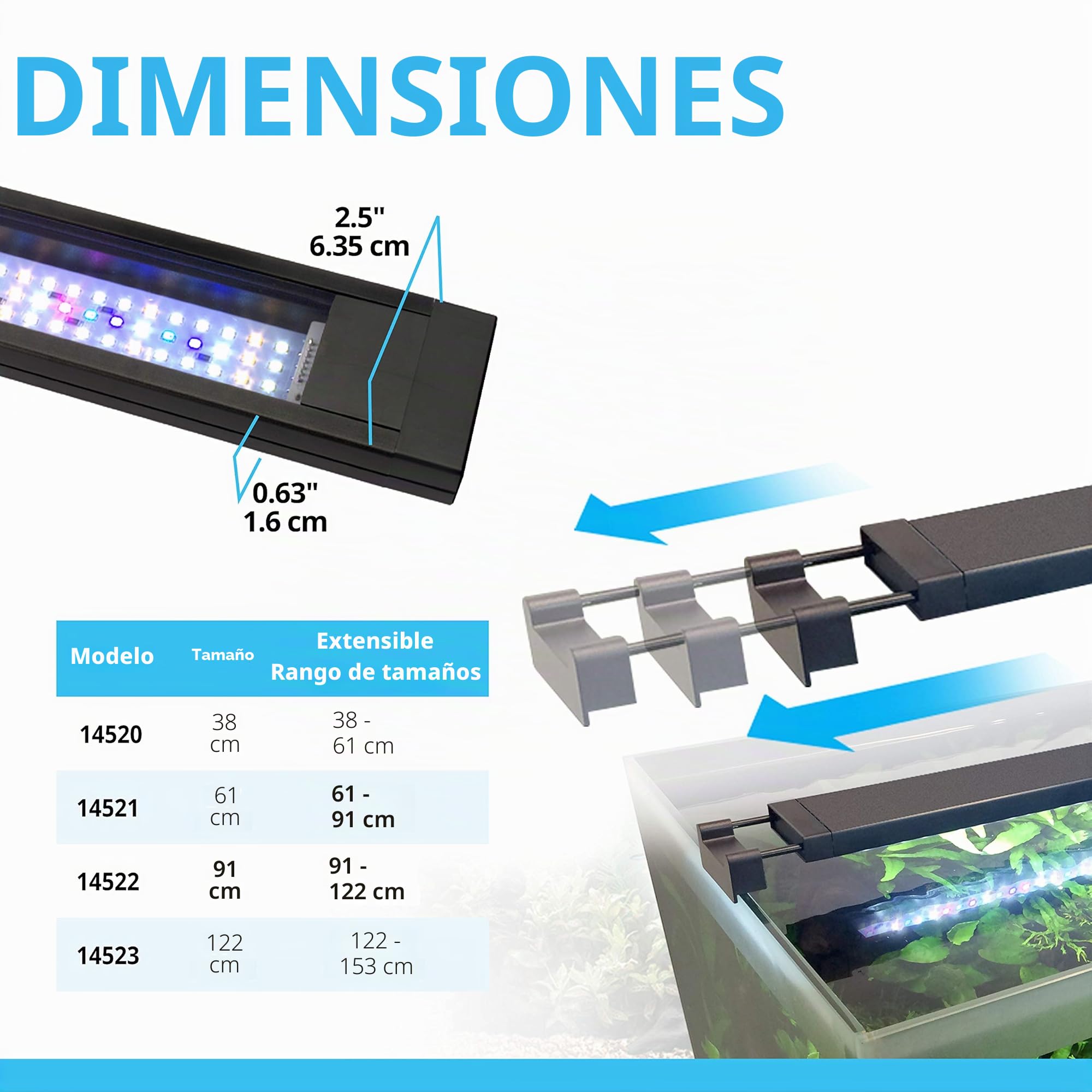 Fluval Pantalla de Iluminacion para acuarios Plant Spectrum LED Bluetooth 32W, 61-85cm