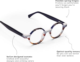 eyebobs - Wisecracker | Premium Reading Glasses for Men and Women | Round Frame for Average Faces | Available in 0.0x - 4.0x