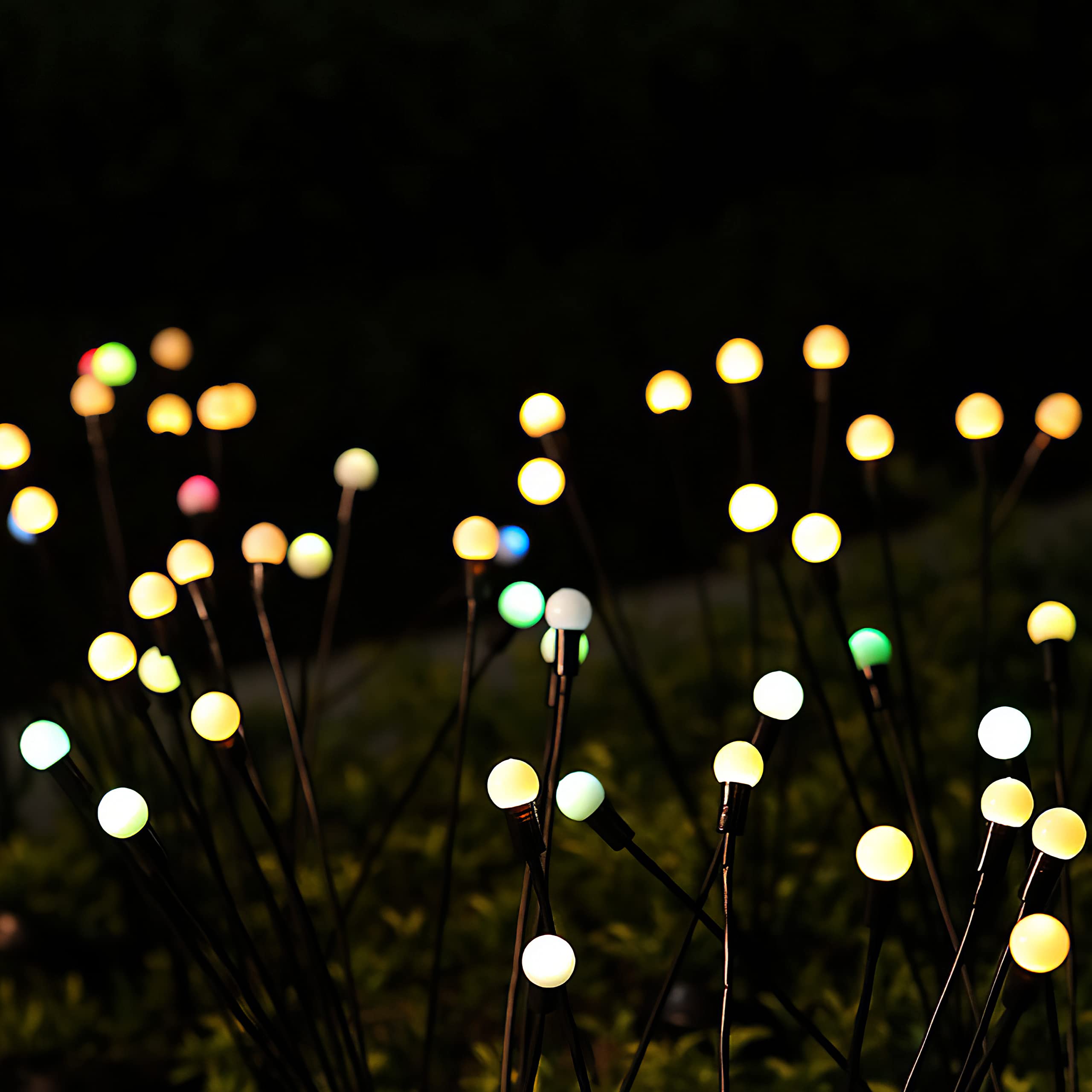 Vastarry Solar Firefly Light Landscape Path Lights Swing with Wind 6 LED Lights 2 Pack Suitable for Gardens, Courtyards, Corridors, Landscape Roads, etc (RGB Slow Flash X 2)