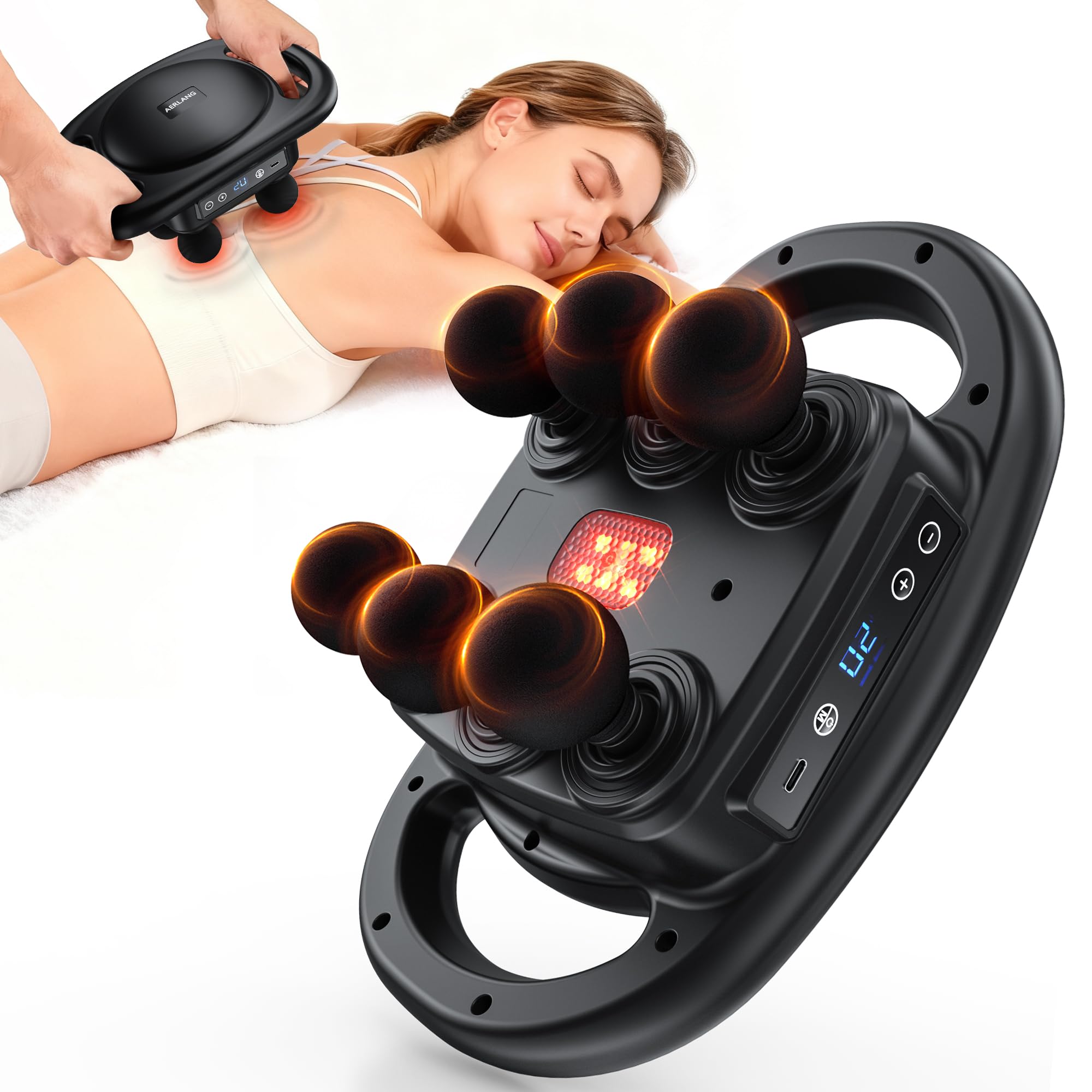 AERLANG Massage Gun Deep Tissue Muscle Massager Back Massager for Pain Relief Percussion Multi-Head Massage Gun Tool Handheld
