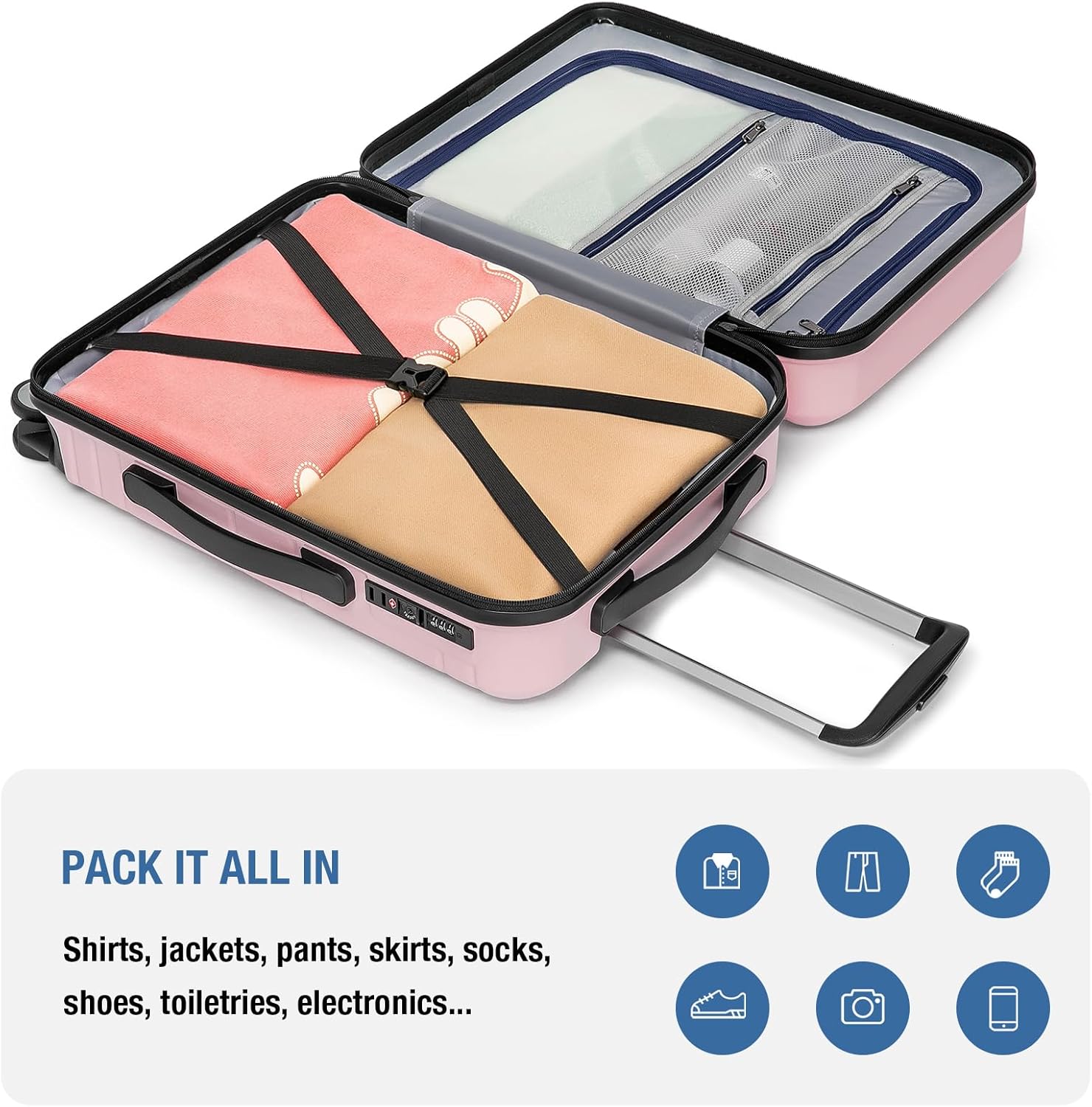 KYME Carry On Luggage 22x14x9 Airline Approved,Hardshell Carry On Suitcase with Tsa Lock,Small Suitcases with Wheels,Travel Luggage for Men Women,Expandable Carry-On 20 Inch,Pink - Image 8