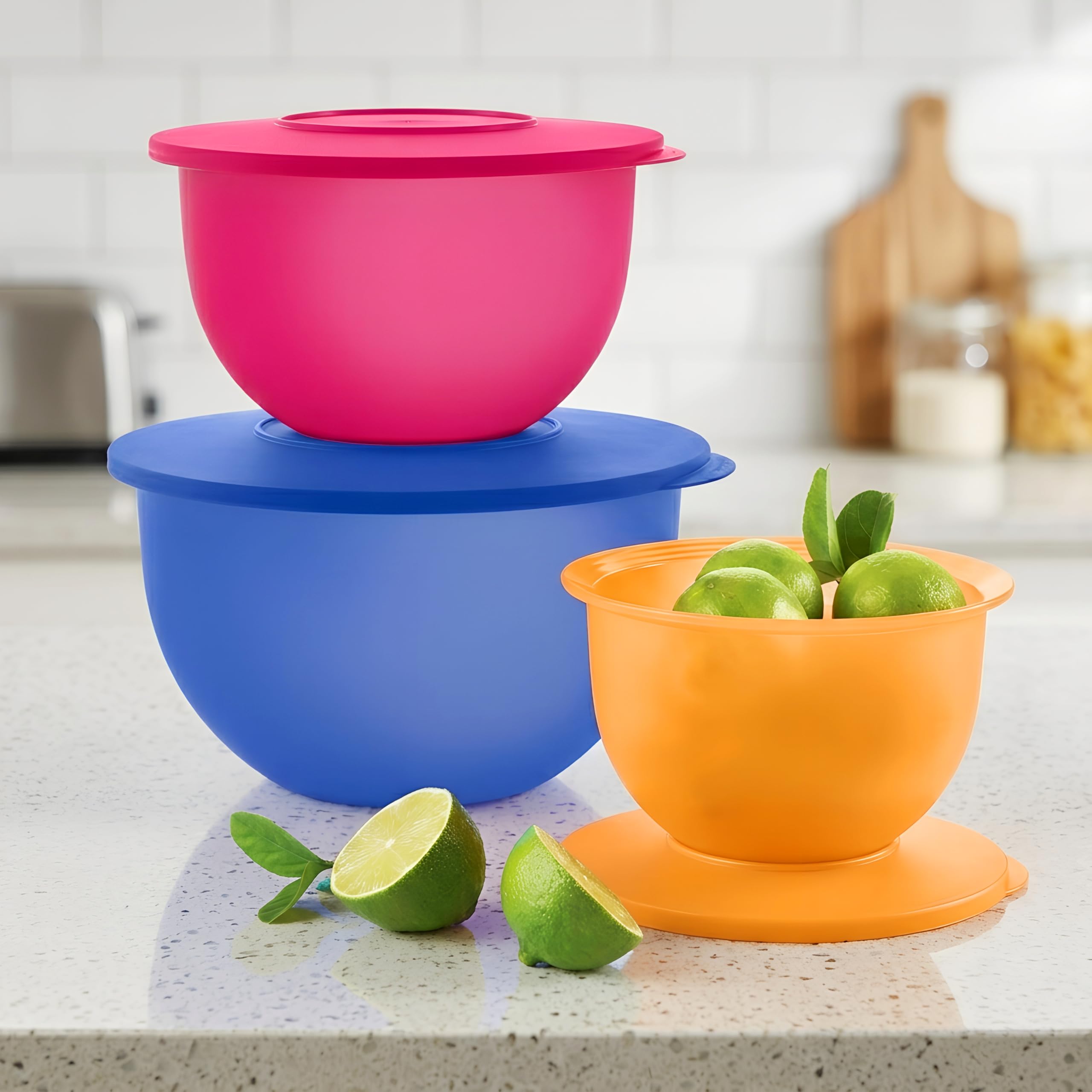 Tupperware Set di 6 ciotole classiche, 3+3 coperchi, lavabili in lavastoviglie, senza BPA, contenitori ermetici per alimenti a prova di perdite, per frigorifero e dispensa