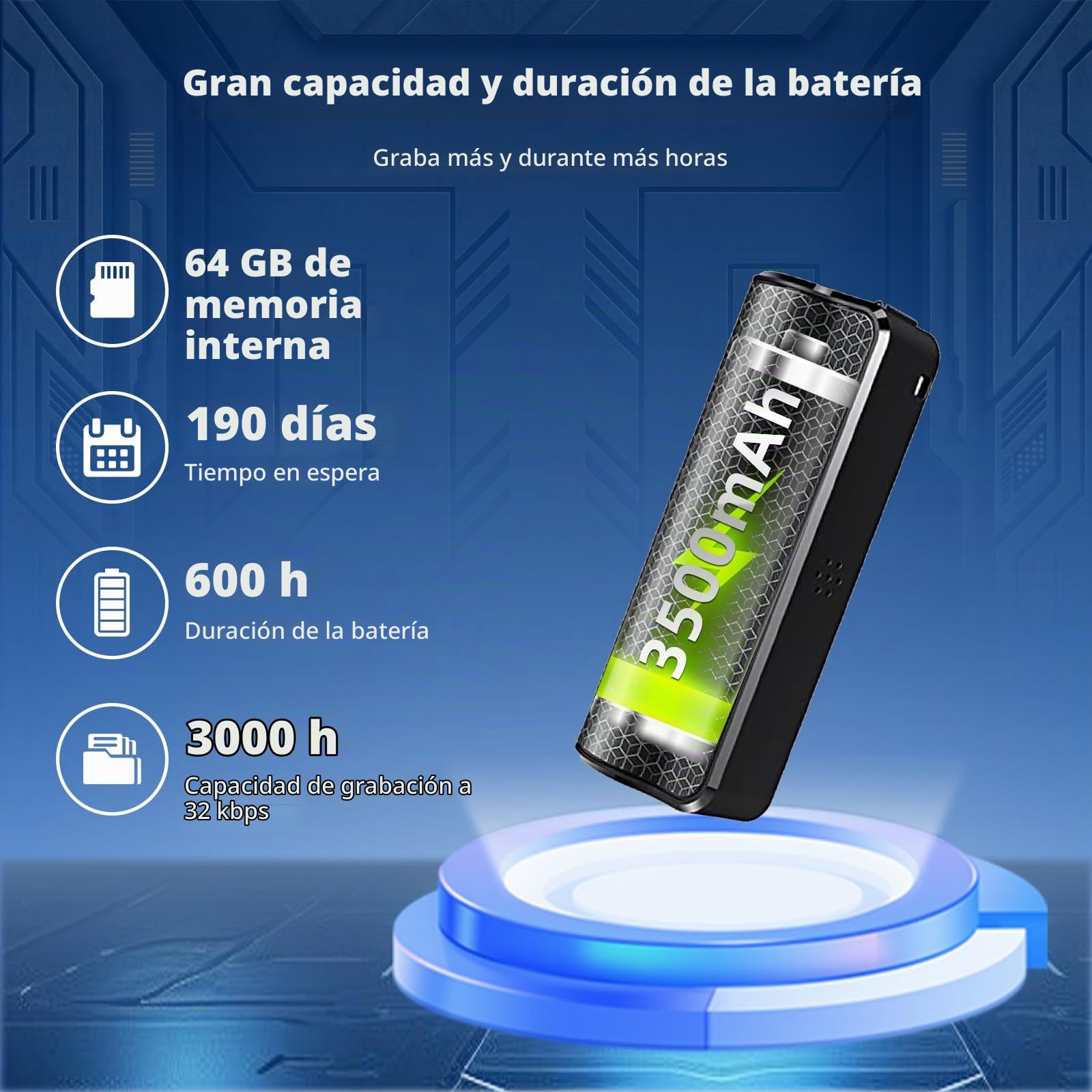Grabadora de voz de 30 días de tiempo de trabajo continuo, grabadora de voz con activación de voz, grabadora de audio espía, recargable USB, reducción de ruido Mini grabadora de voz