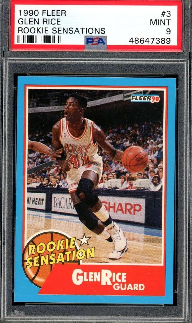 Glen Rice Rookie Card 1990-91 Fleer Rookie Sensations #3 PSA 9 - Basketball Slabbed Rookie Cards