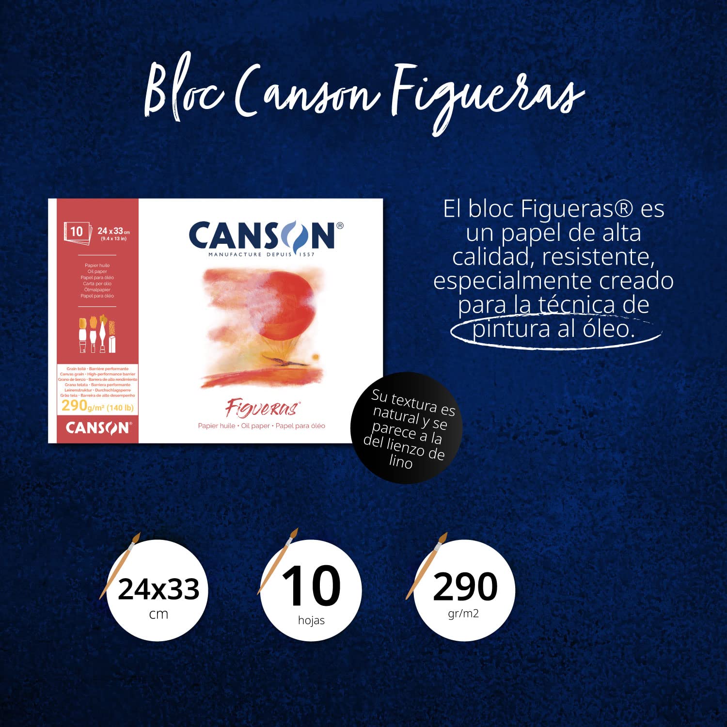 Zestaw Bloc Canson Figueras z 10 arkuszami 290g, zestaw leo Starter Georgian z 6 rurkami do malowania 22 ml i zestaw 3 szczotek Georgian z długim uchwytem Idealny do leo - Biuro
