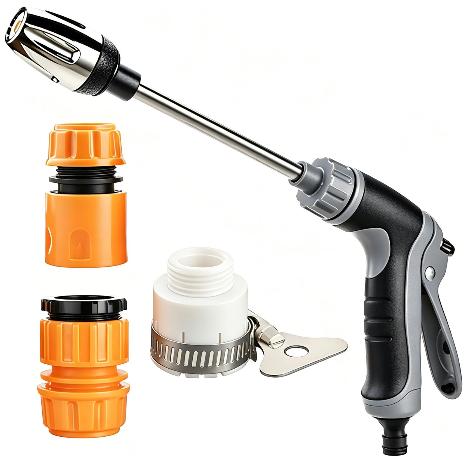 Pressure Washer, Garden Shower High Pressure Gun, Hydro Power Water Jet Cleaner Attachment, Adjustable Nozzle Cleaning Sprayer for Patio, Car, Driveway, Pet Shower, Deck Outdoor Surfaces, Garden Hose