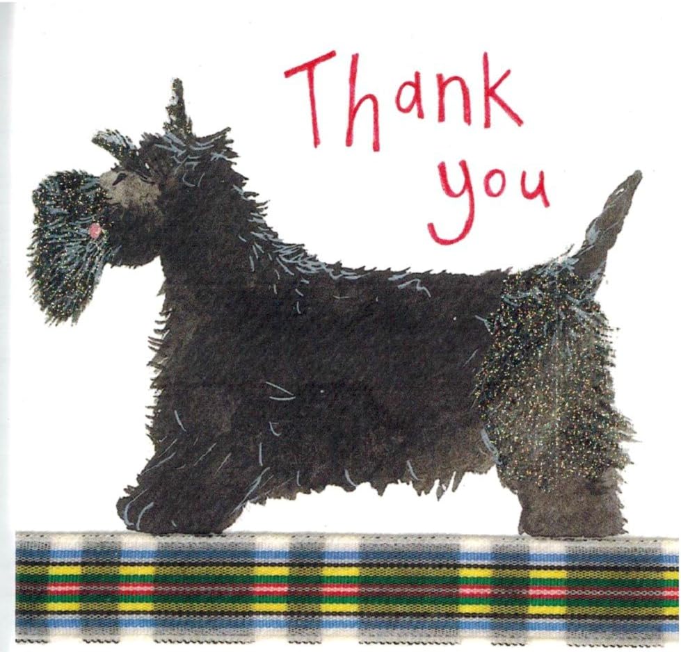 Alex Clark Art Scottish Terrier Thank You Note Card Set of 7 Cards 4.75 in X 4.75in