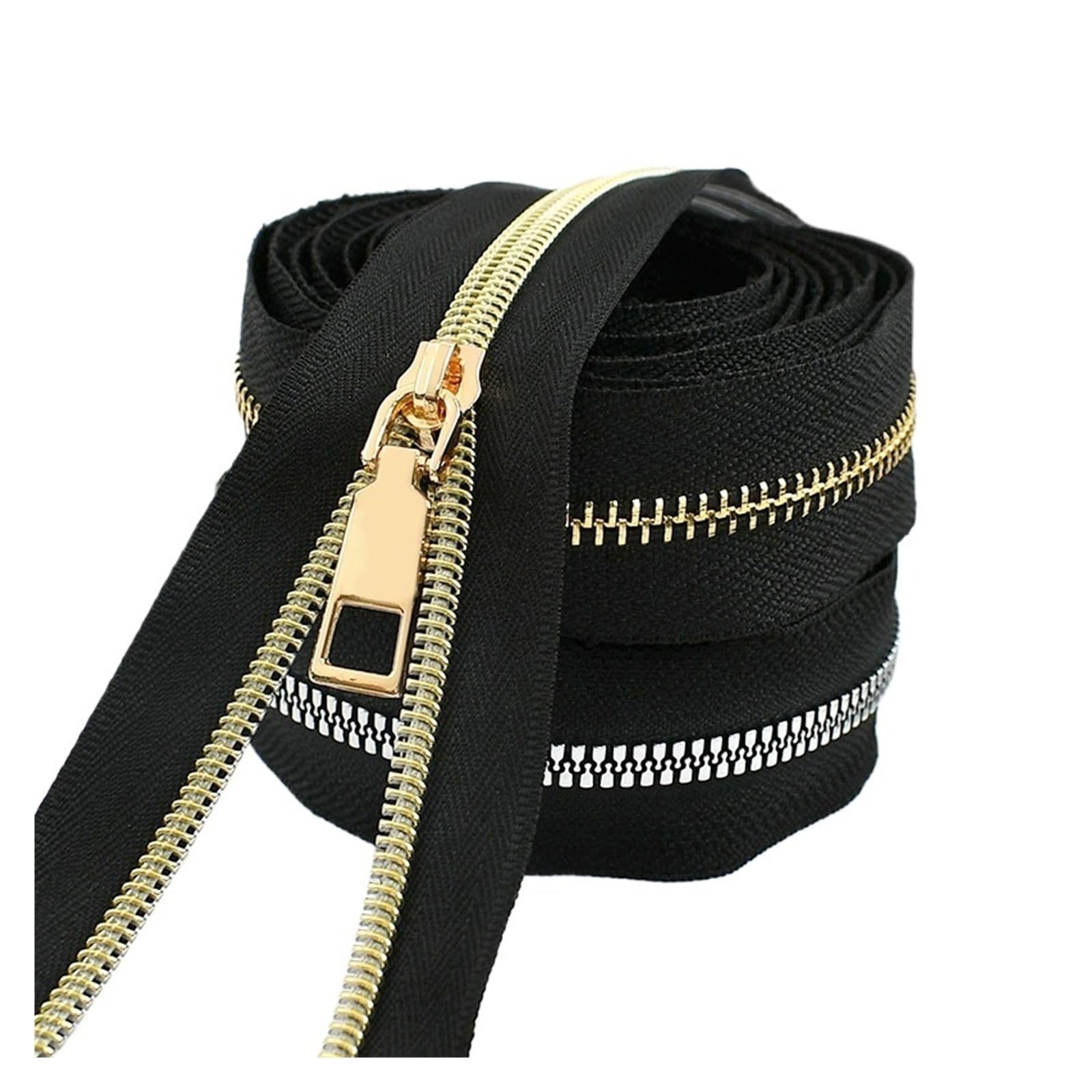 Cremalleras de Metal/Nylon/resina por metro, 2-10M, 5#, bolsa deslizante con cremallera a juego, cremalleras for ropa, accesorios costura fácil reparación(KY377G6-3GunBlack,10Meters10PcsSlider)