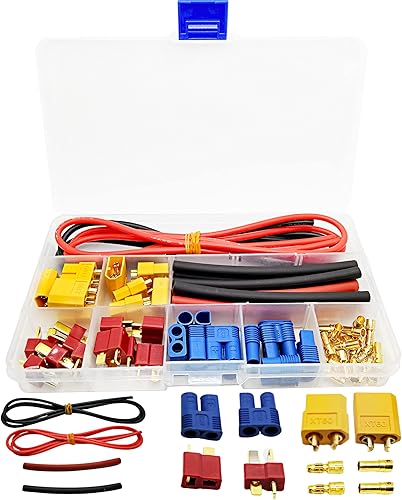 T-Plug XT60 EC3 Conectores adaptador macho y hembra con tubo termorretráctil y cable de silicona 14AWG para batería RC Lipo Control electrónico de