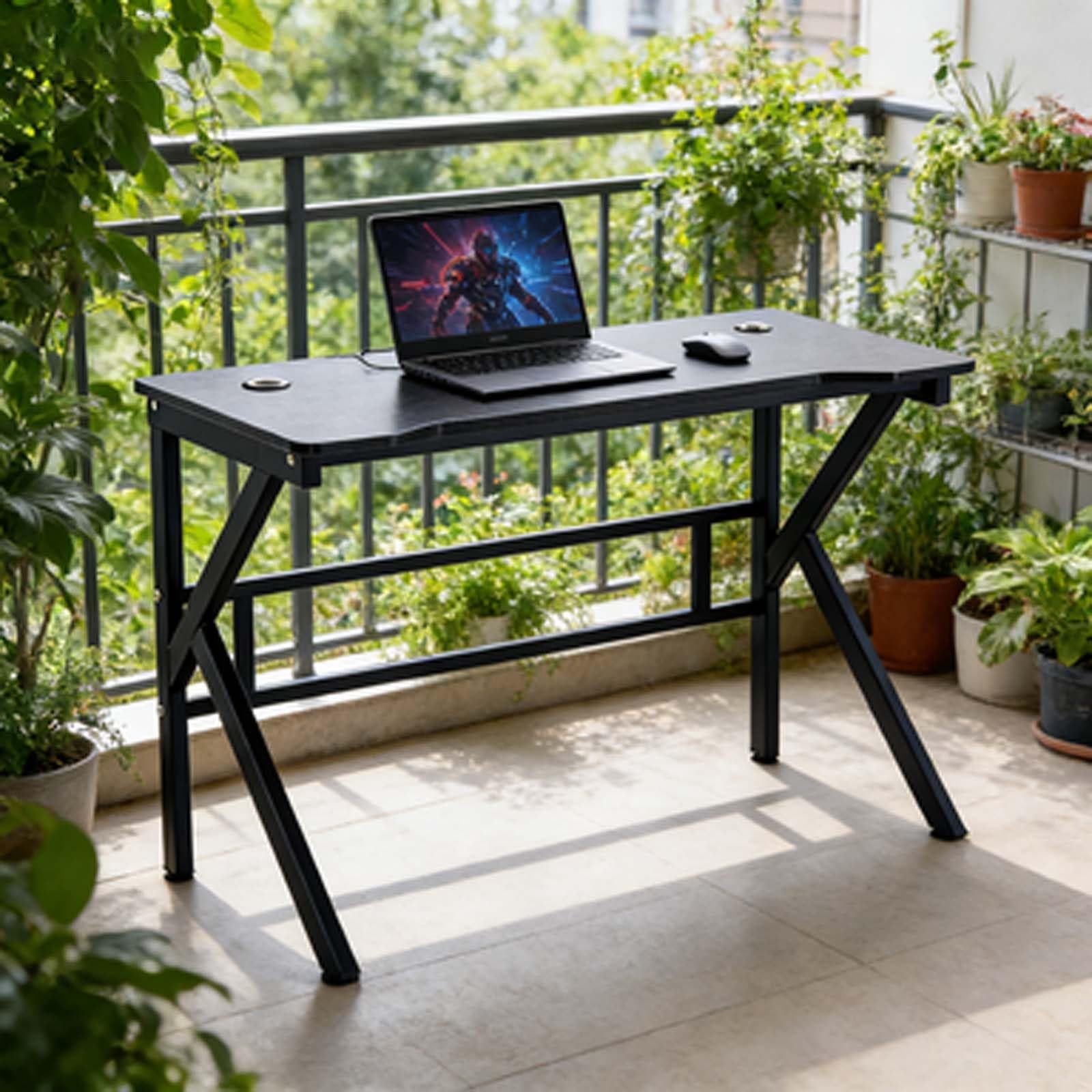 Schwarze Kombination aus Bürotisch und Gaming-Schreibtisch, Kleiner Computertisch mit MDF-Platte | Günstige PC-Gaming-Schreibtisch-Workstation for Lernen(47.24 * 23.62 * 29.13in)