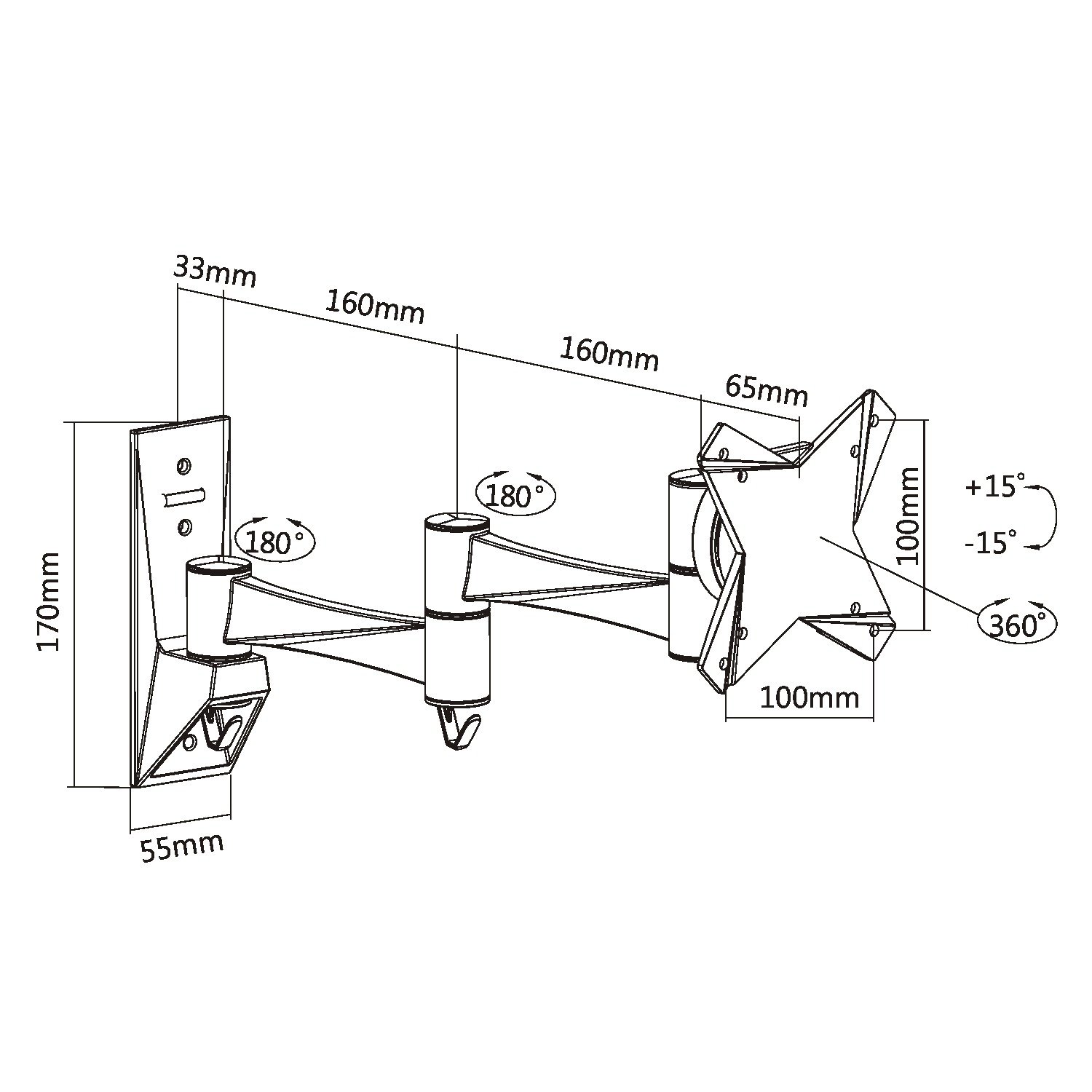 Intecbrackets Long Reach Cantilever Arm to fit all Screens 17” 24