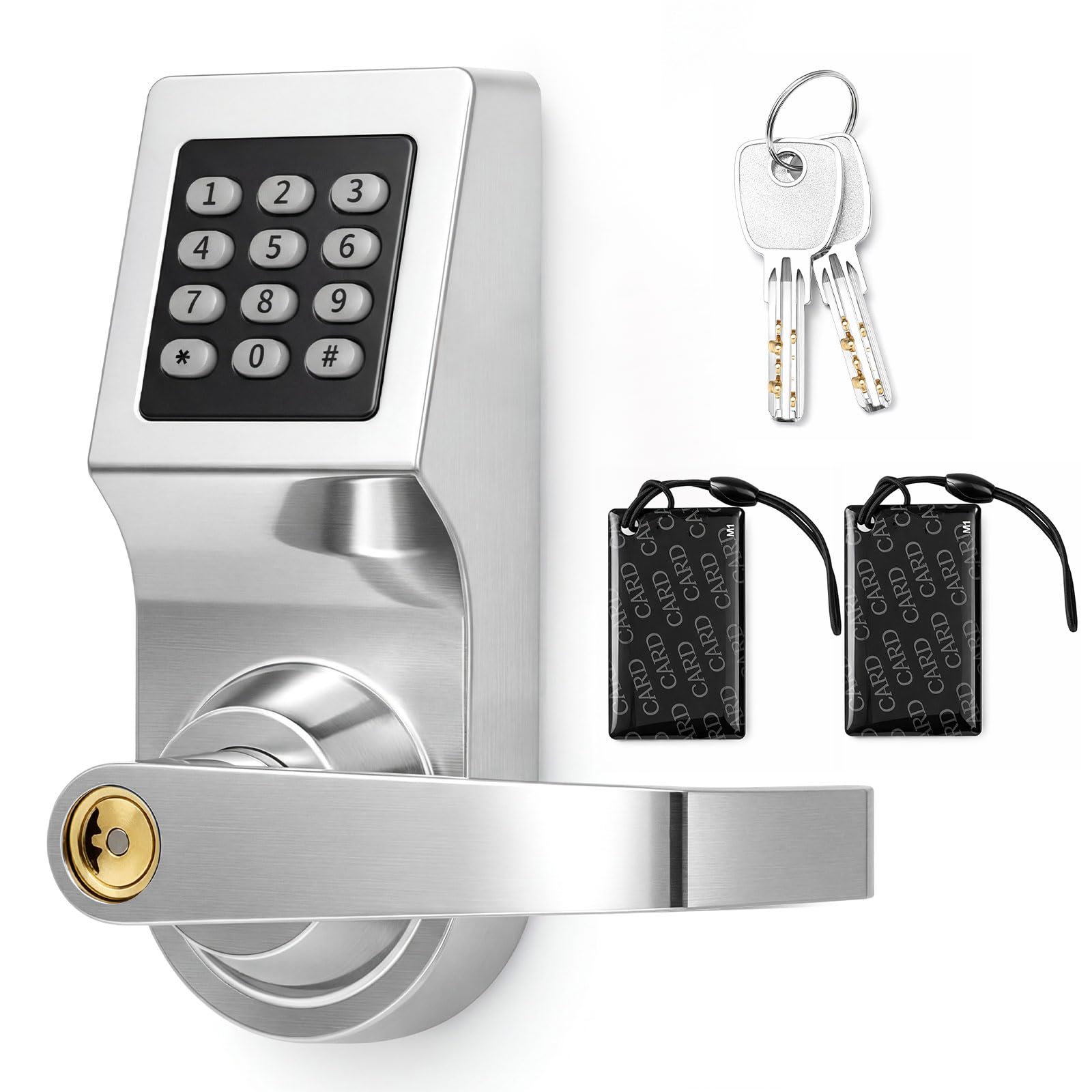 Photo 1 of Hicarer Commercial Keypad Door Lock with Handle, Silver