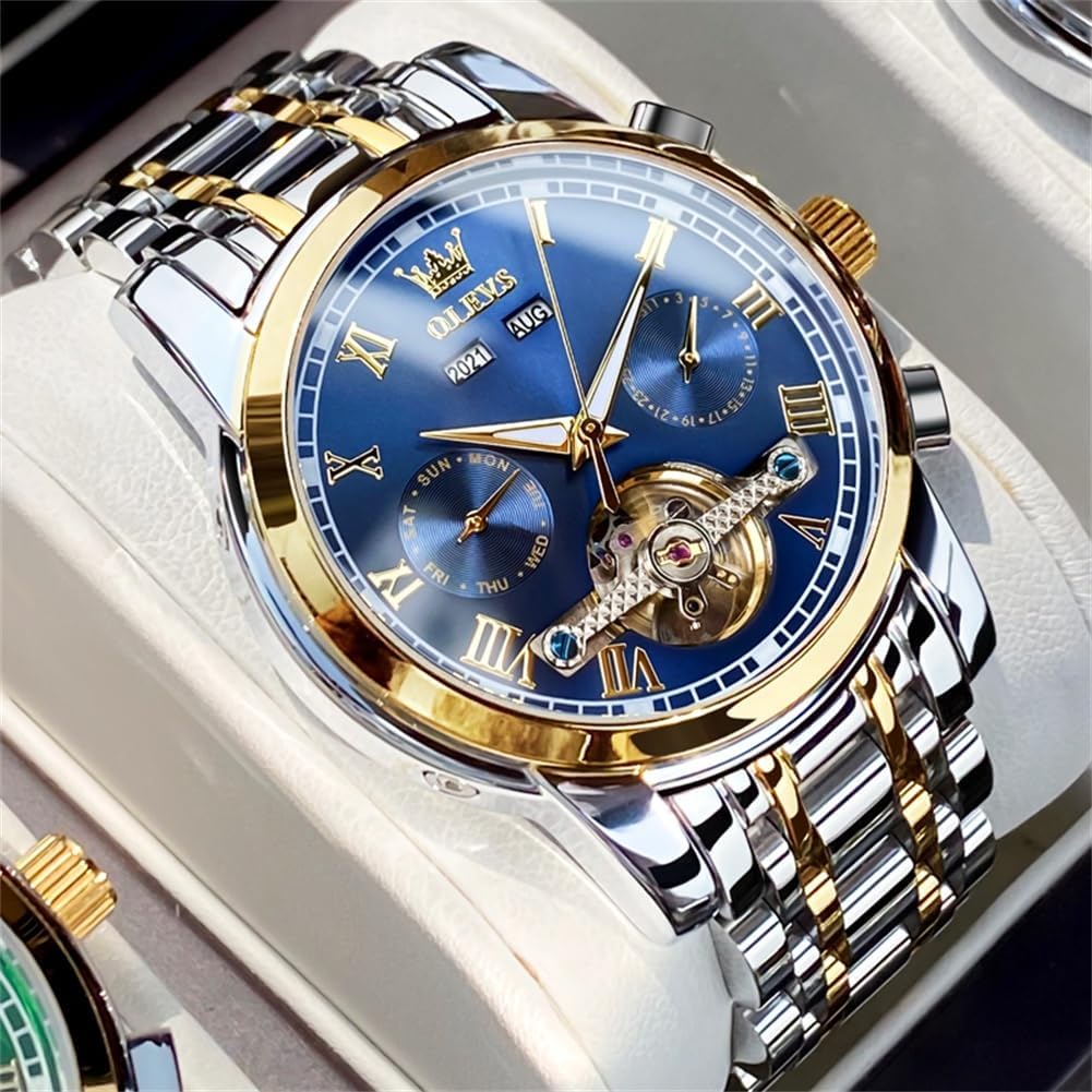 OLEVS Automatic Watch for Men Self Winding Mechanical Luxury Business Stainless Steel Multi Calendar Waterproof Luminous Wrist Watches - Image 2