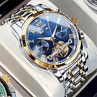 Vista 2 de OLEVS Reloj automático para hombre, cuerda automática, mecánica, de lujo, de acero inoxidable, multicalendario, impermeable, luminoso, reloj