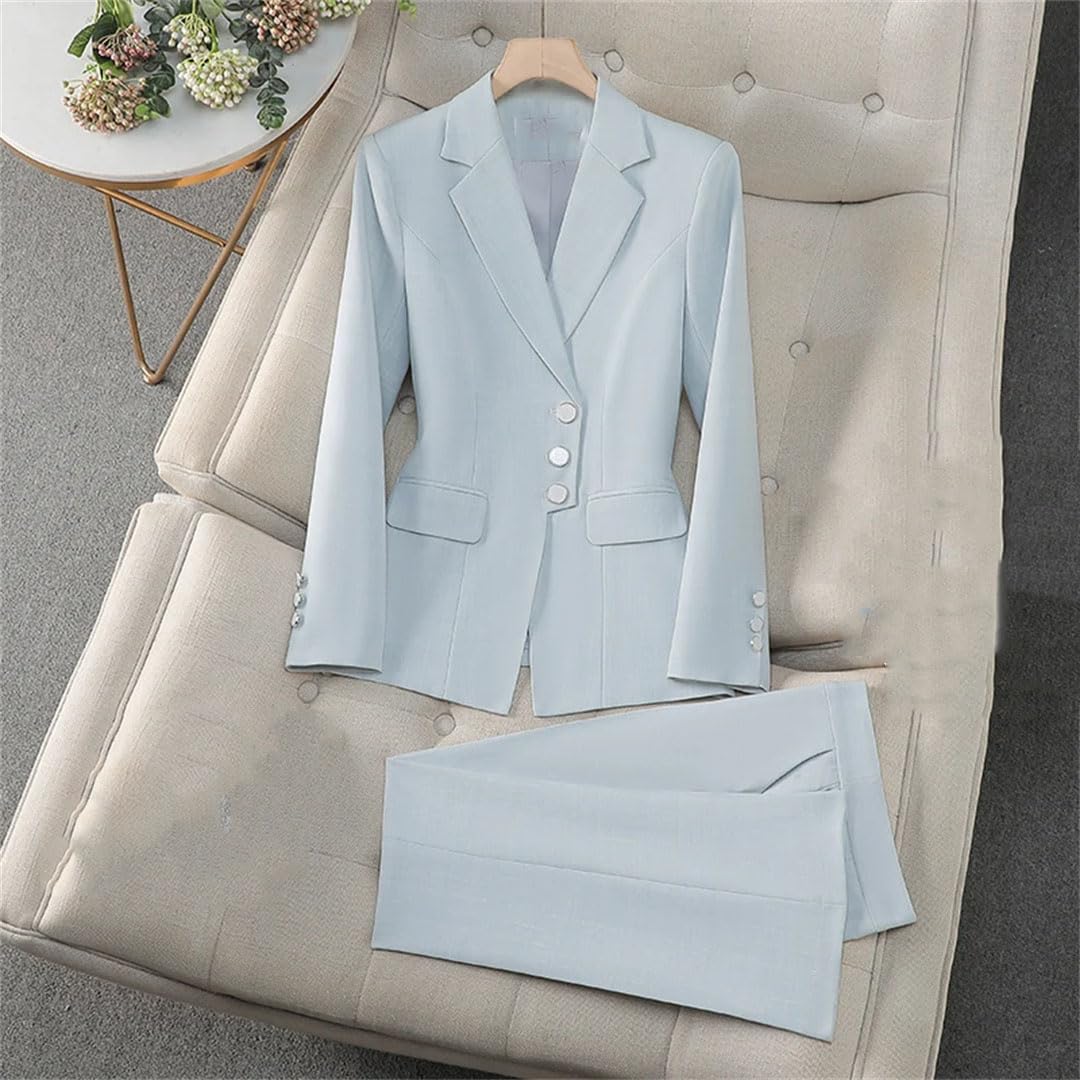 Elegante traje de pantalón para mujer, ropa de trabajo, oficina, negocios, conjunto de 2 piezas, chaqueta formal y pantalón