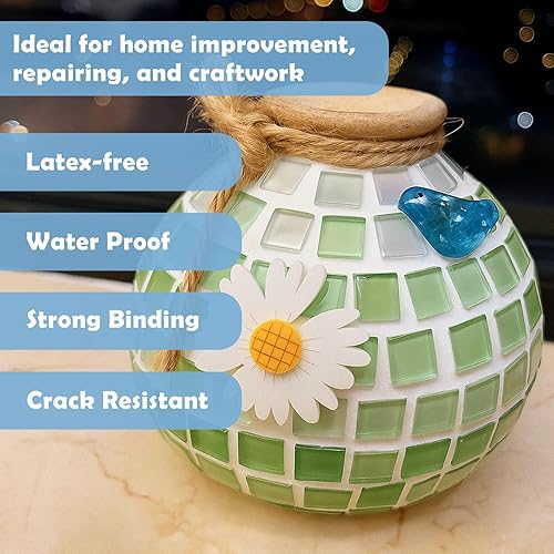Miniatura 6 de WAN2TLK Pegamento de mosaico de 3.4 fl oz, no tóxico y resistente al agua, pegamento transparente para azulejos de mosaico ideal para todos los