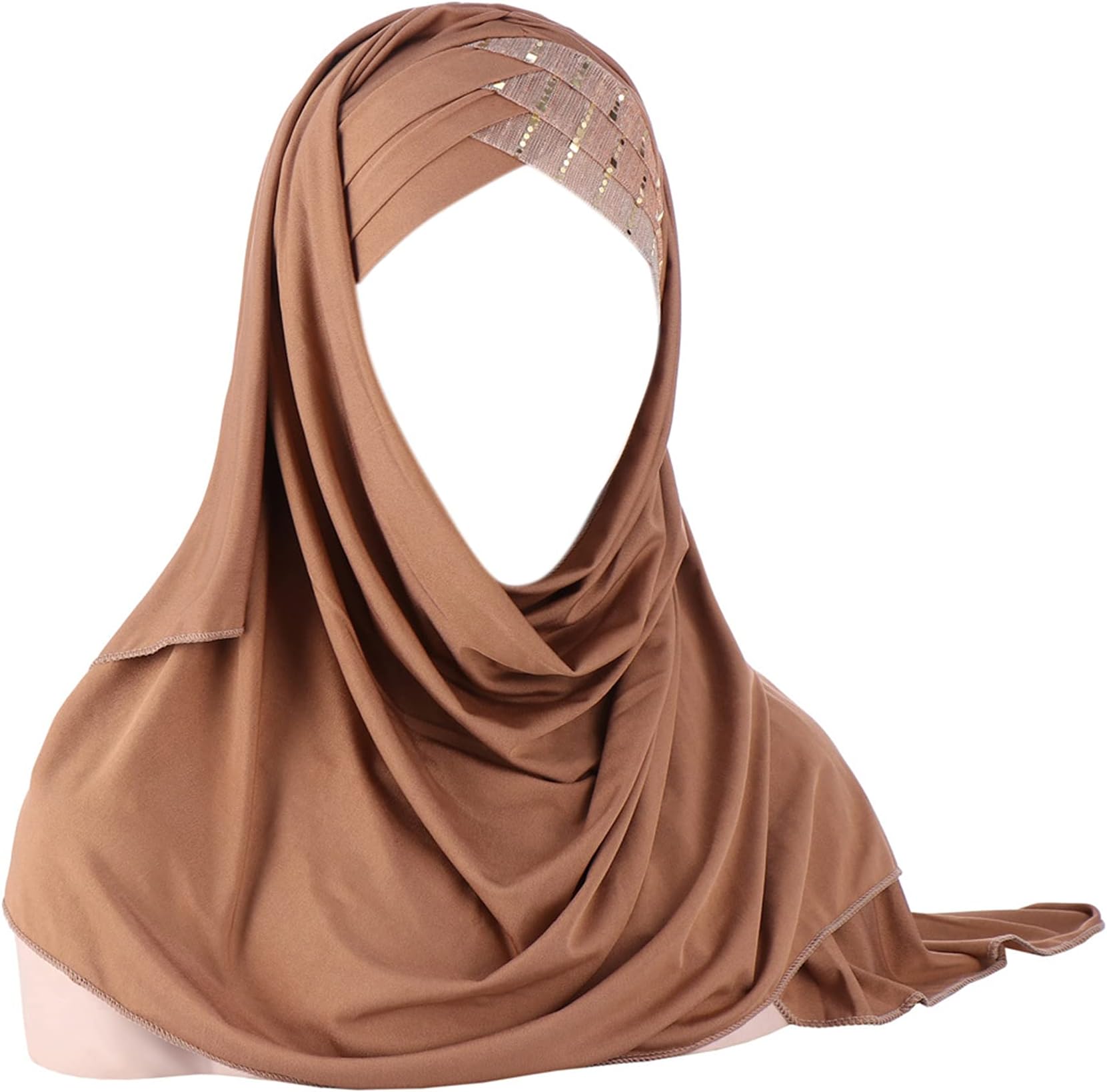 AIBEARTYAIBEARTY Women Glitter Sequin Hijab Muslim Head Wrap Scarf Long Turban Headband Hair Cap Shawl