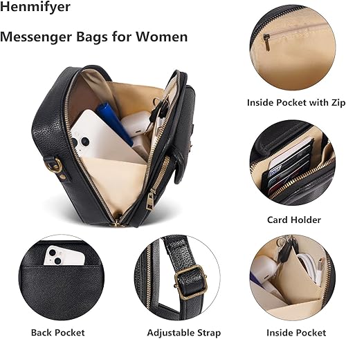 Miniatura 3 de Bolso bandolera bandolera de cuero pequeño para mujer, estilo vintage, antirrobo, de gran capacidad, mini bolso de hombro